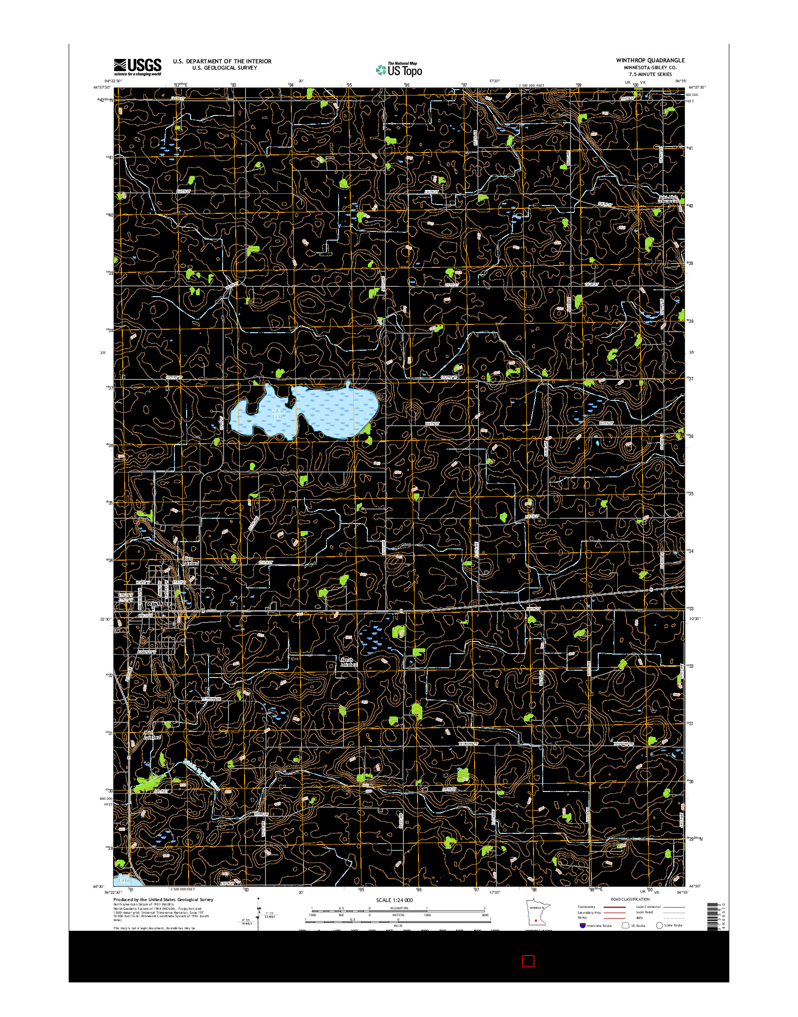 USGS US TOPO 7.5-MINUTE MAP FOR WINTHROP, MN 2016