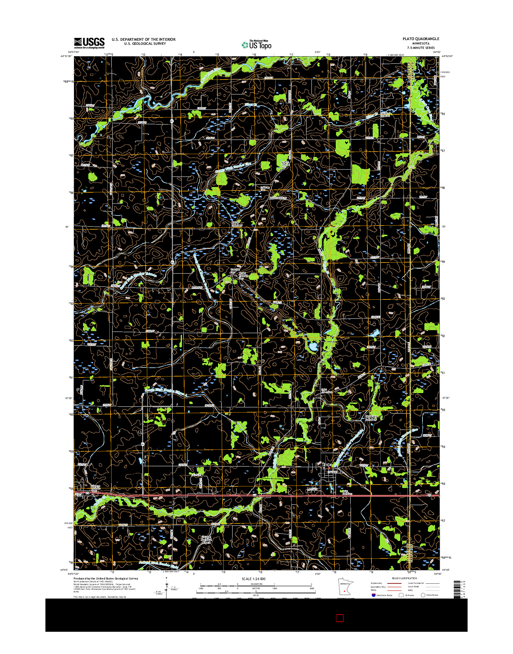 USGS US TOPO 7.5-MINUTE MAP FOR PLATO, MN 2016