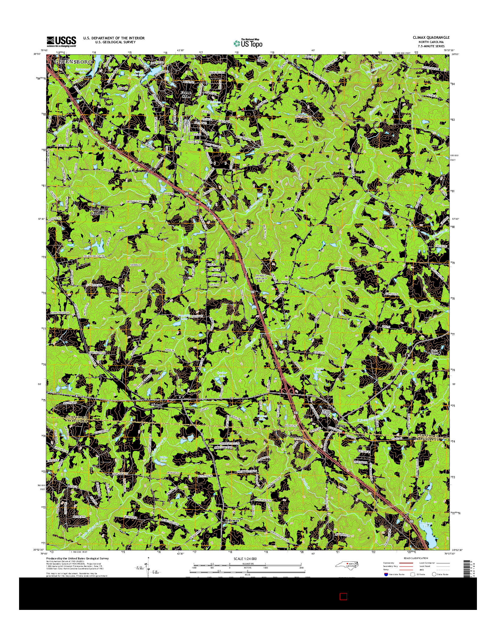 USGS US TOPO 7.5-MINUTE MAP FOR CLIMAX, NC 2016