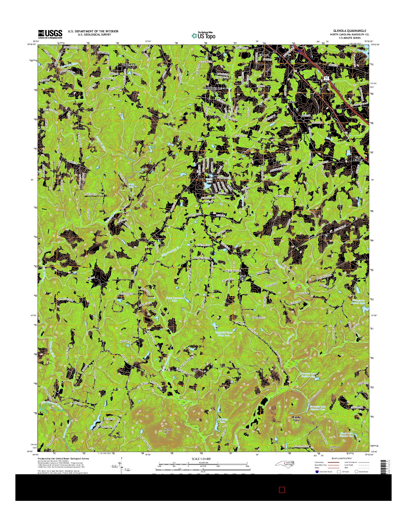 USGS US TOPO 7.5-MINUTE MAP FOR GLENOLA, NC 2016