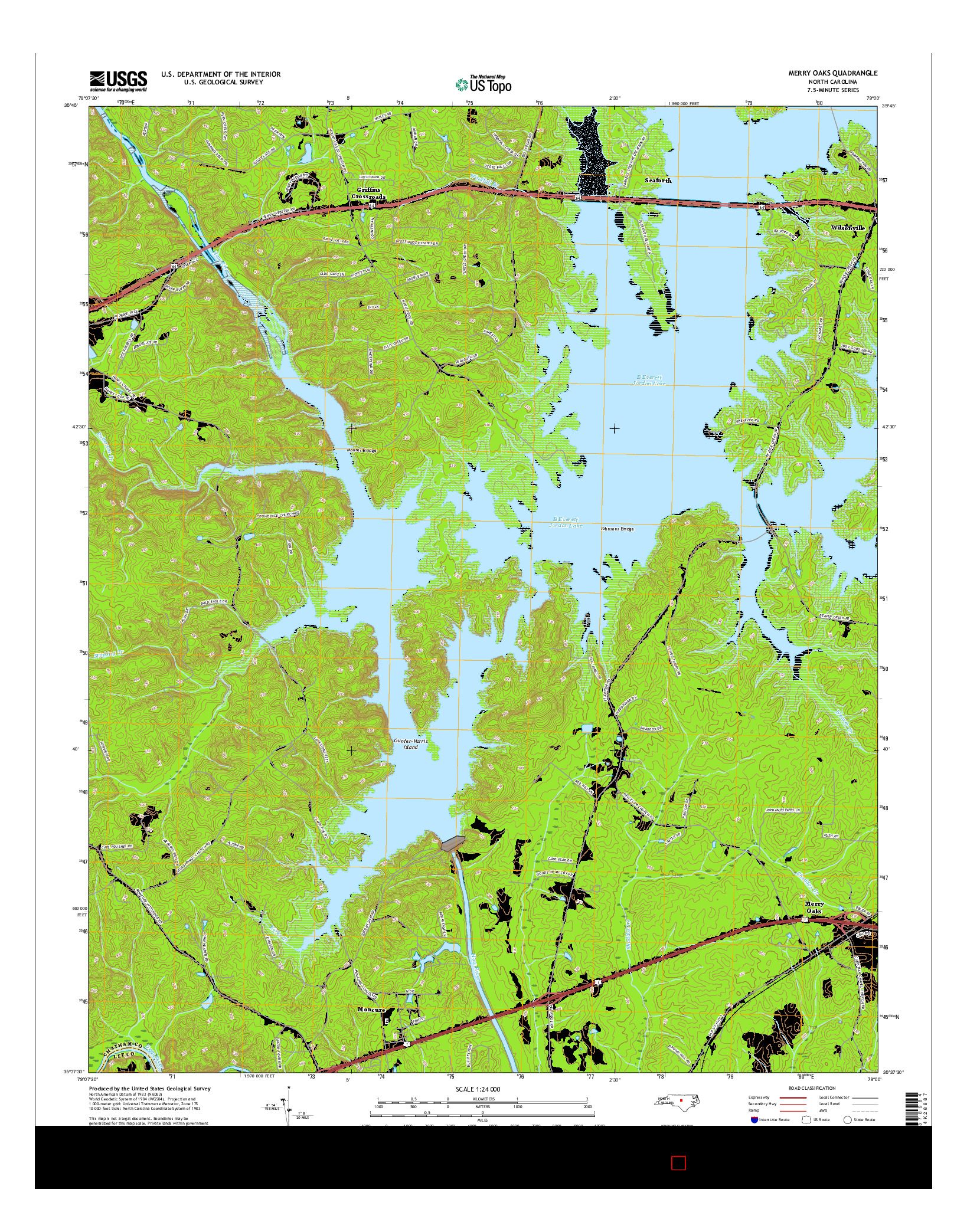 USGS US TOPO 7.5-MINUTE MAP FOR MERRY OAKS, NC 2016