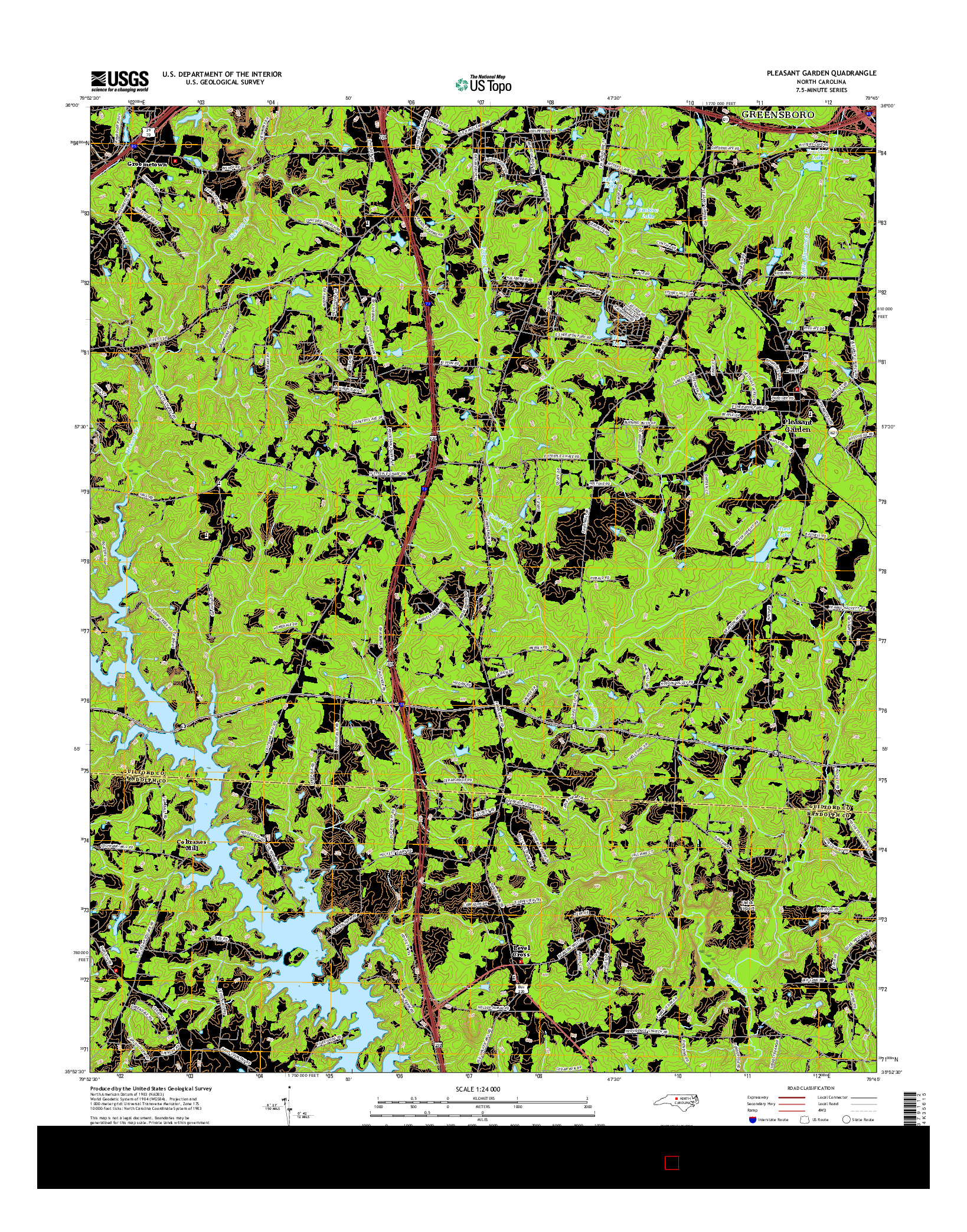 USGS US TOPO 7.5-MINUTE MAP FOR PLEASANT GARDEN, NC 2016
