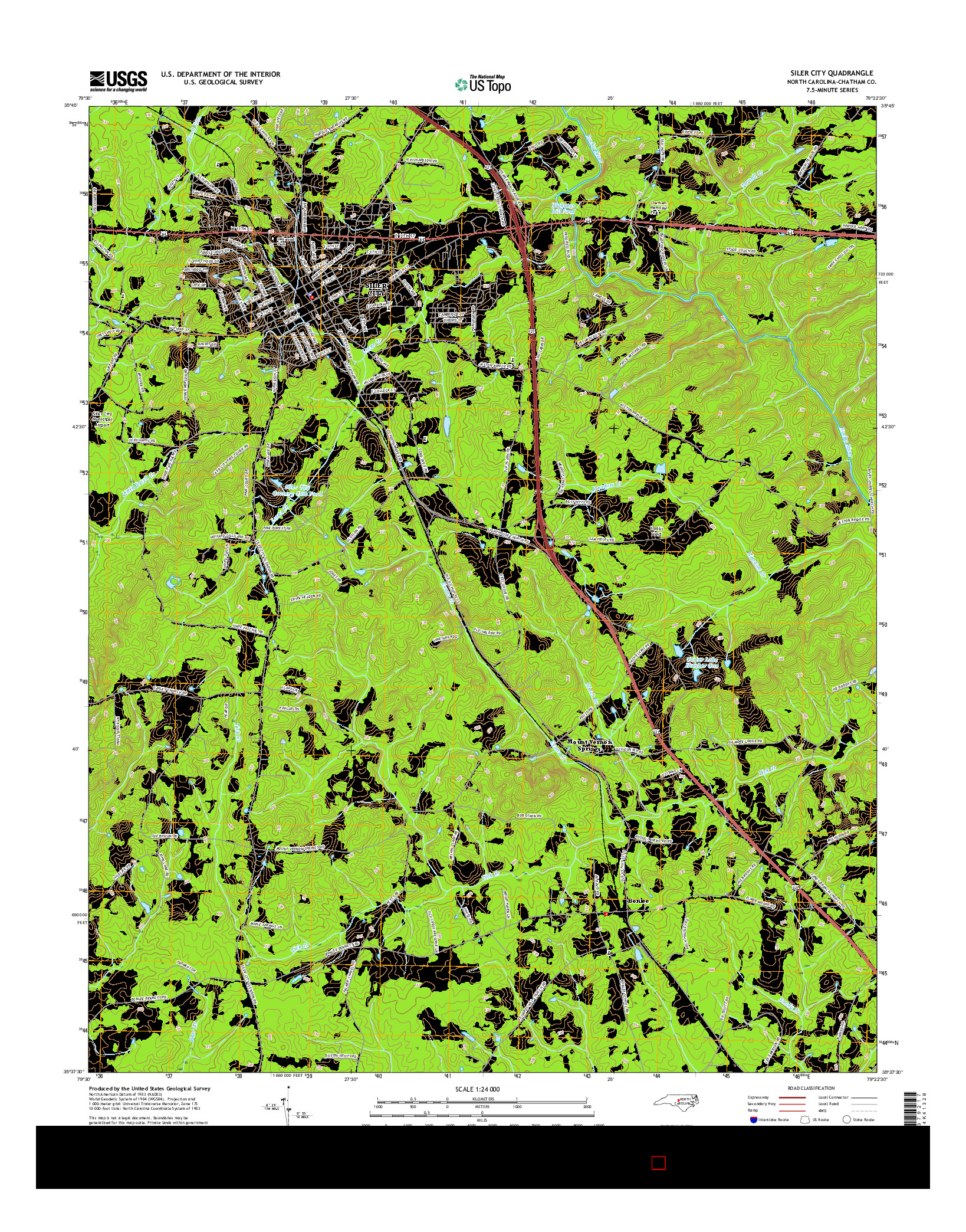 USGS US TOPO 7.5-MINUTE MAP FOR SILER CITY, NC 2016