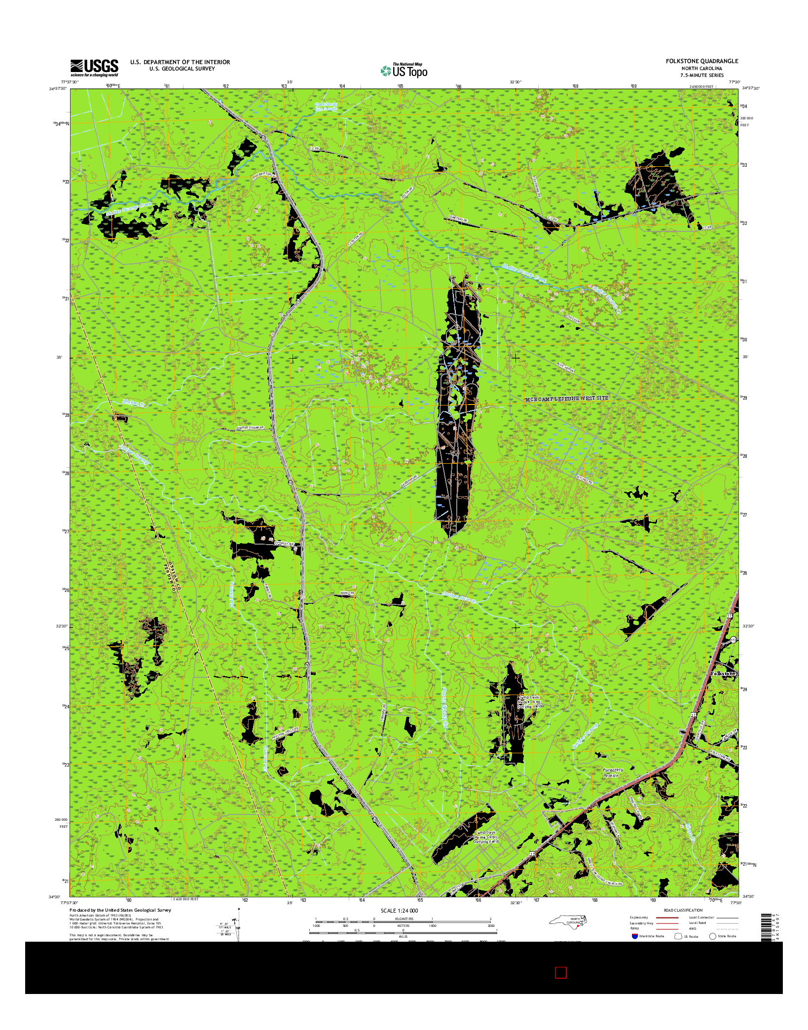 USGS US TOPO 7.5-MINUTE MAP FOR FOLKSTONE, NC 2016