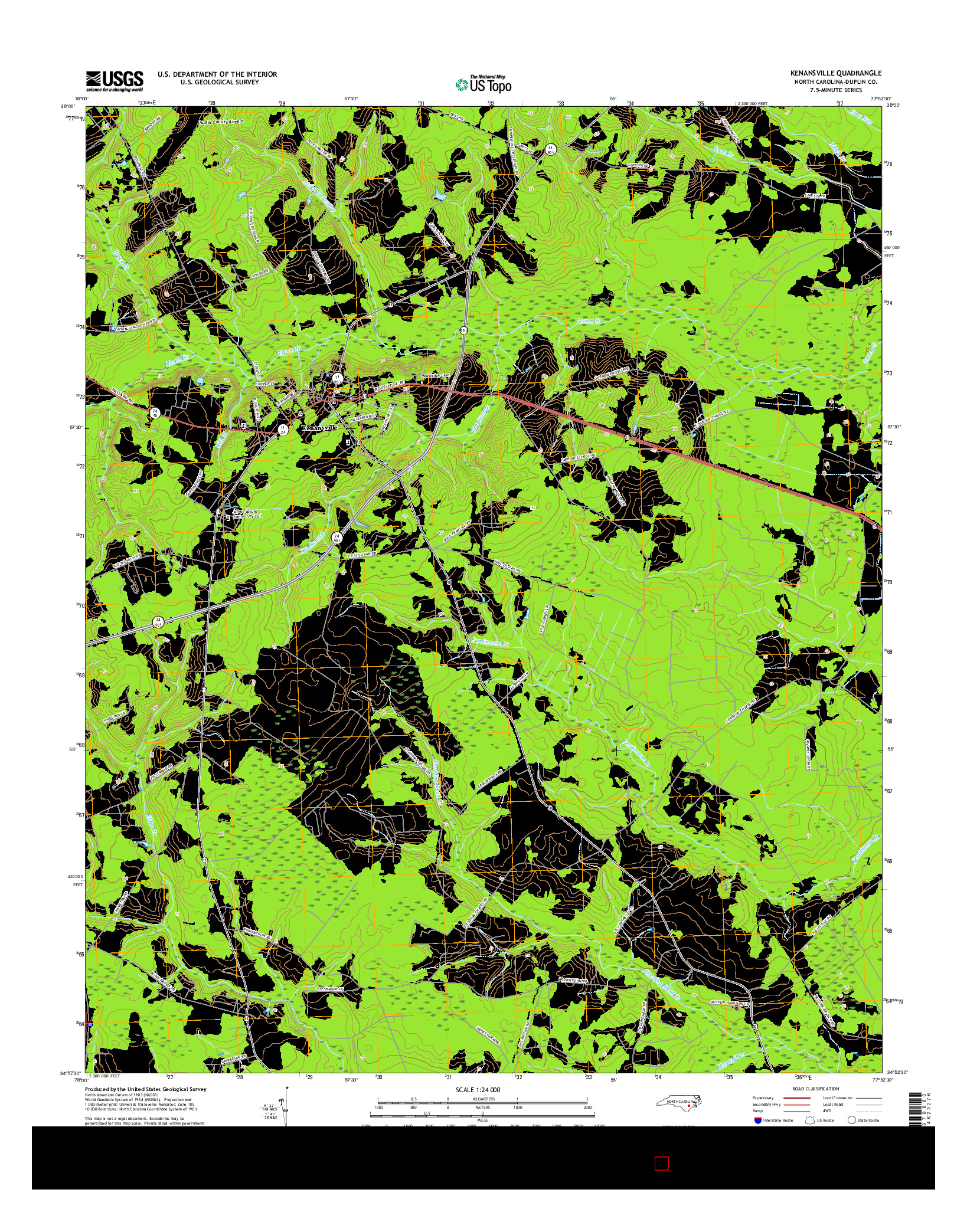 USGS US TOPO 7.5-MINUTE MAP FOR KENANSVILLE, NC 2016