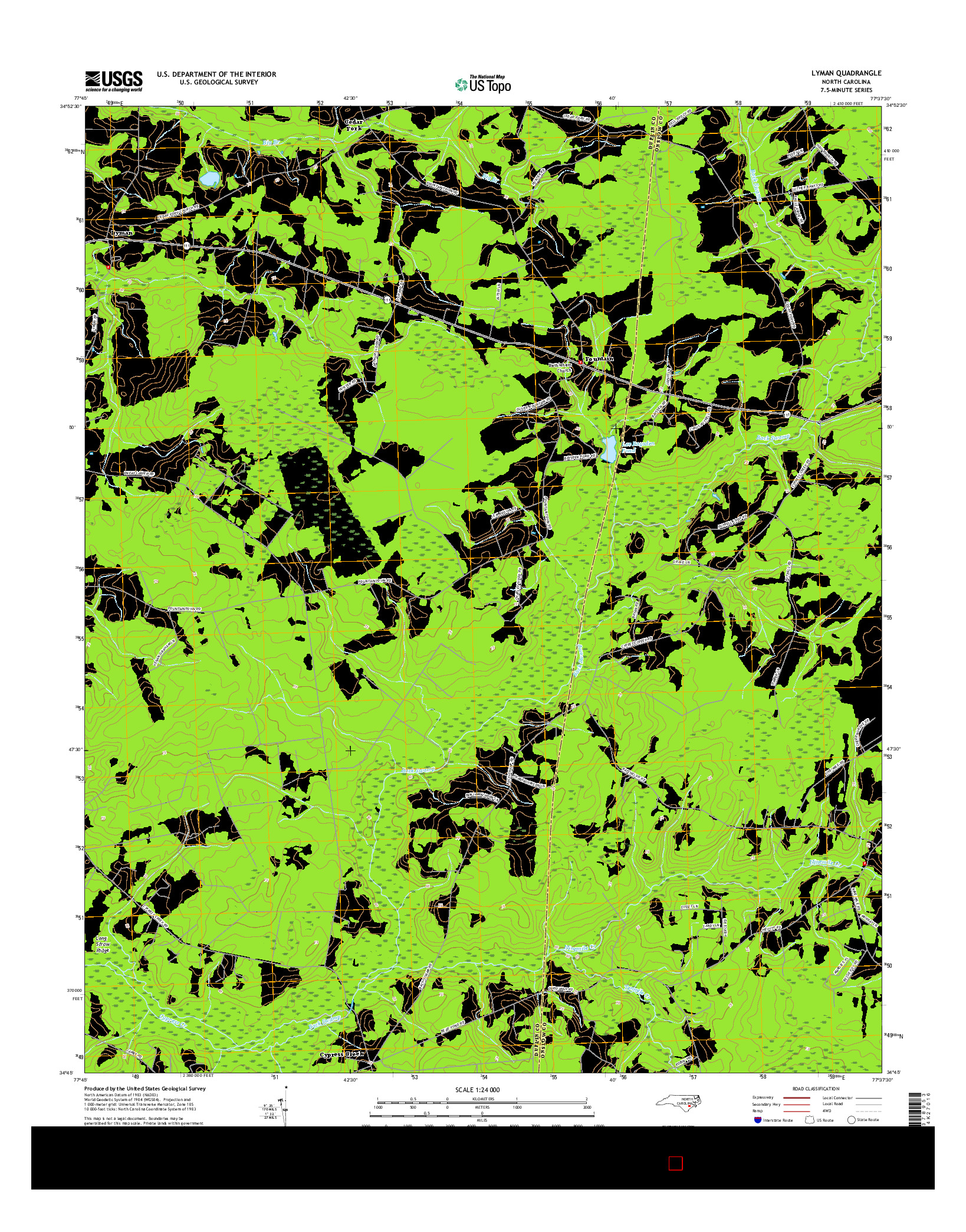 USGS US TOPO 7.5-MINUTE MAP FOR LYMAN, NC 2016