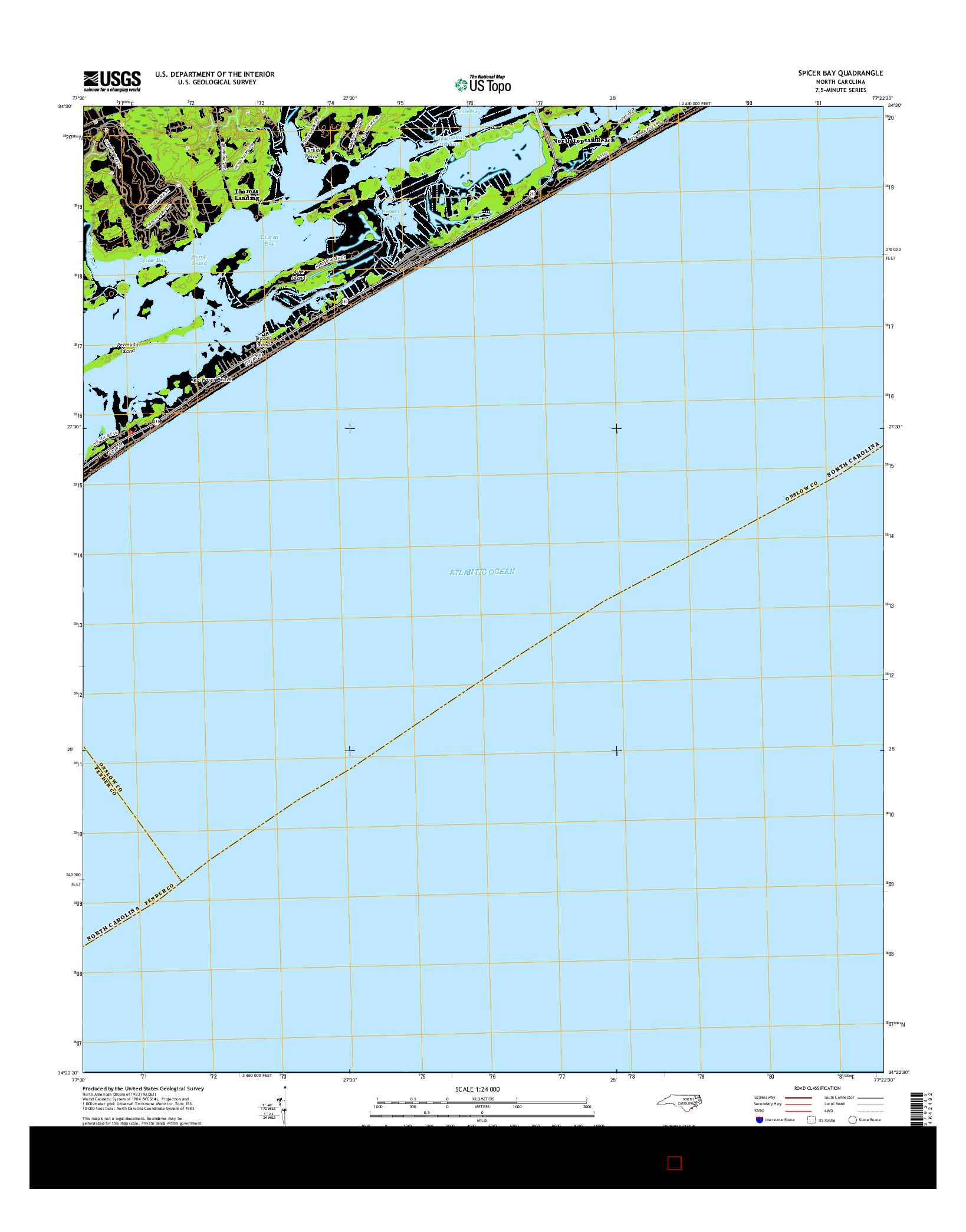 USGS US TOPO 7.5-MINUTE MAP FOR SPICER BAY, NC 2016