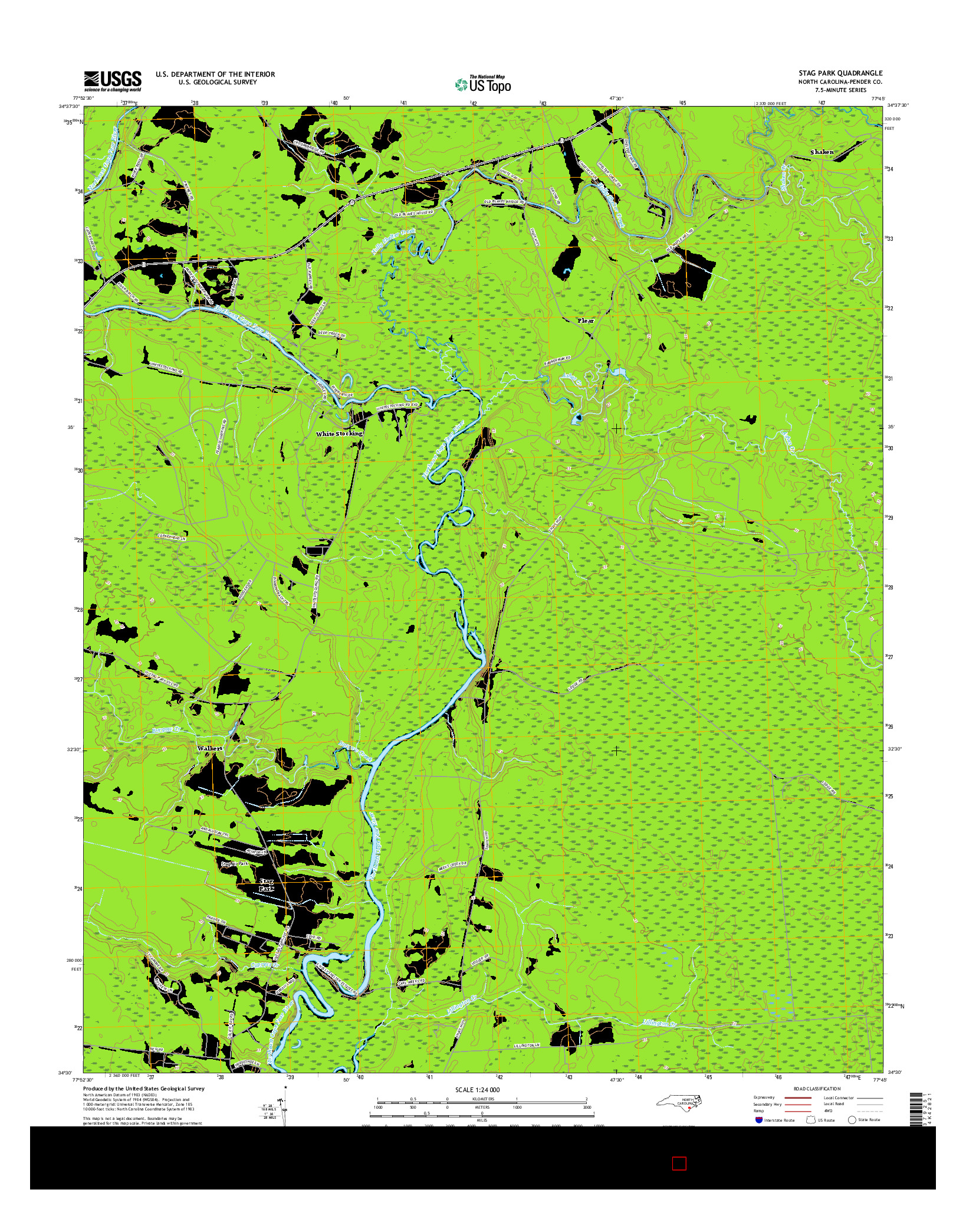 USGS US TOPO 7.5-MINUTE MAP FOR STAG PARK, NC 2016