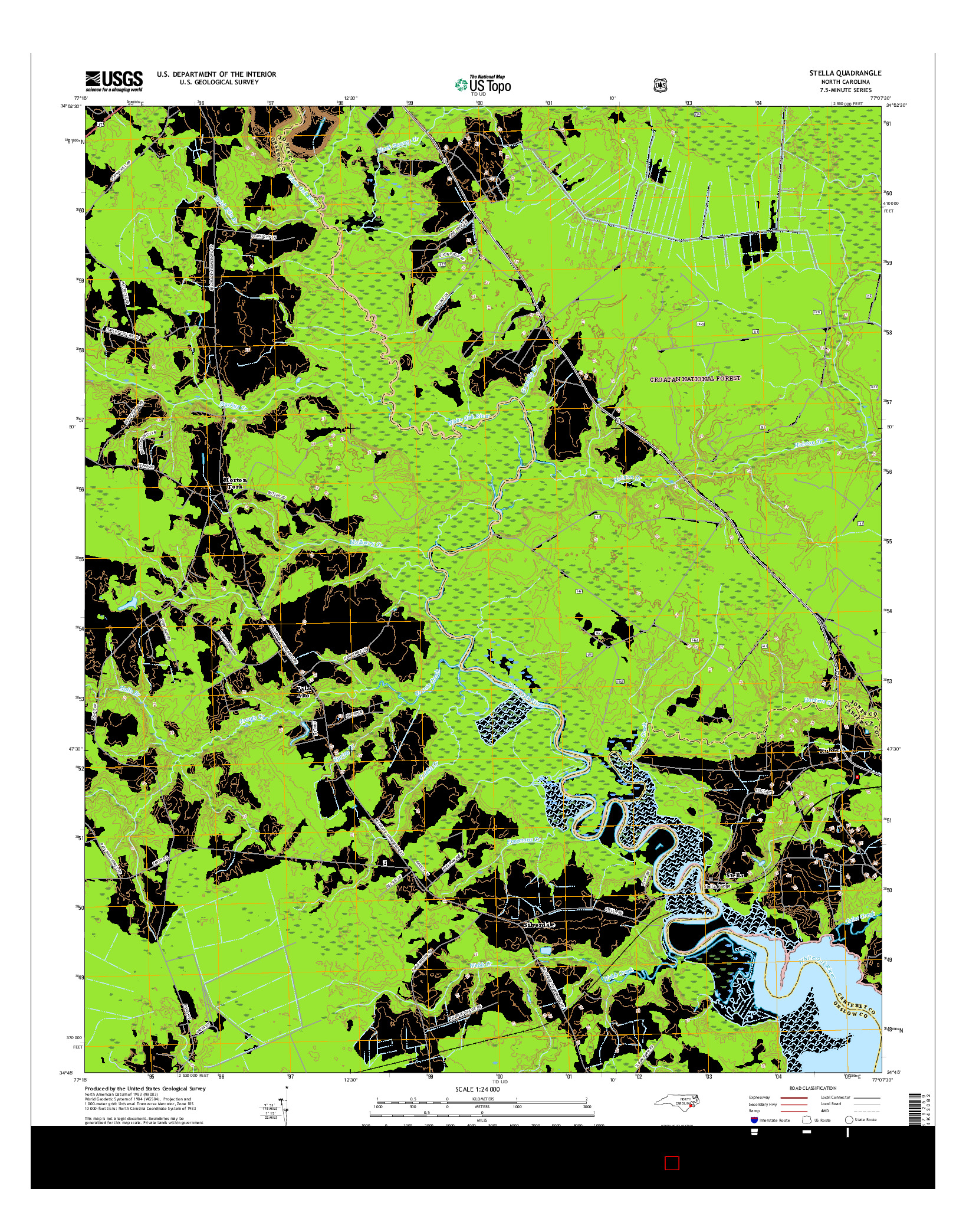 USGS US TOPO 7.5-MINUTE MAP FOR STELLA, NC 2016