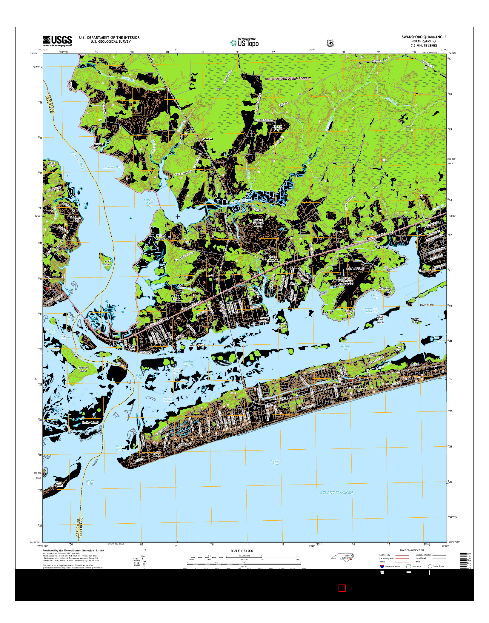 USGS US TOPO 7.5-MINUTE MAP FOR SWANSBORO, NC 2016