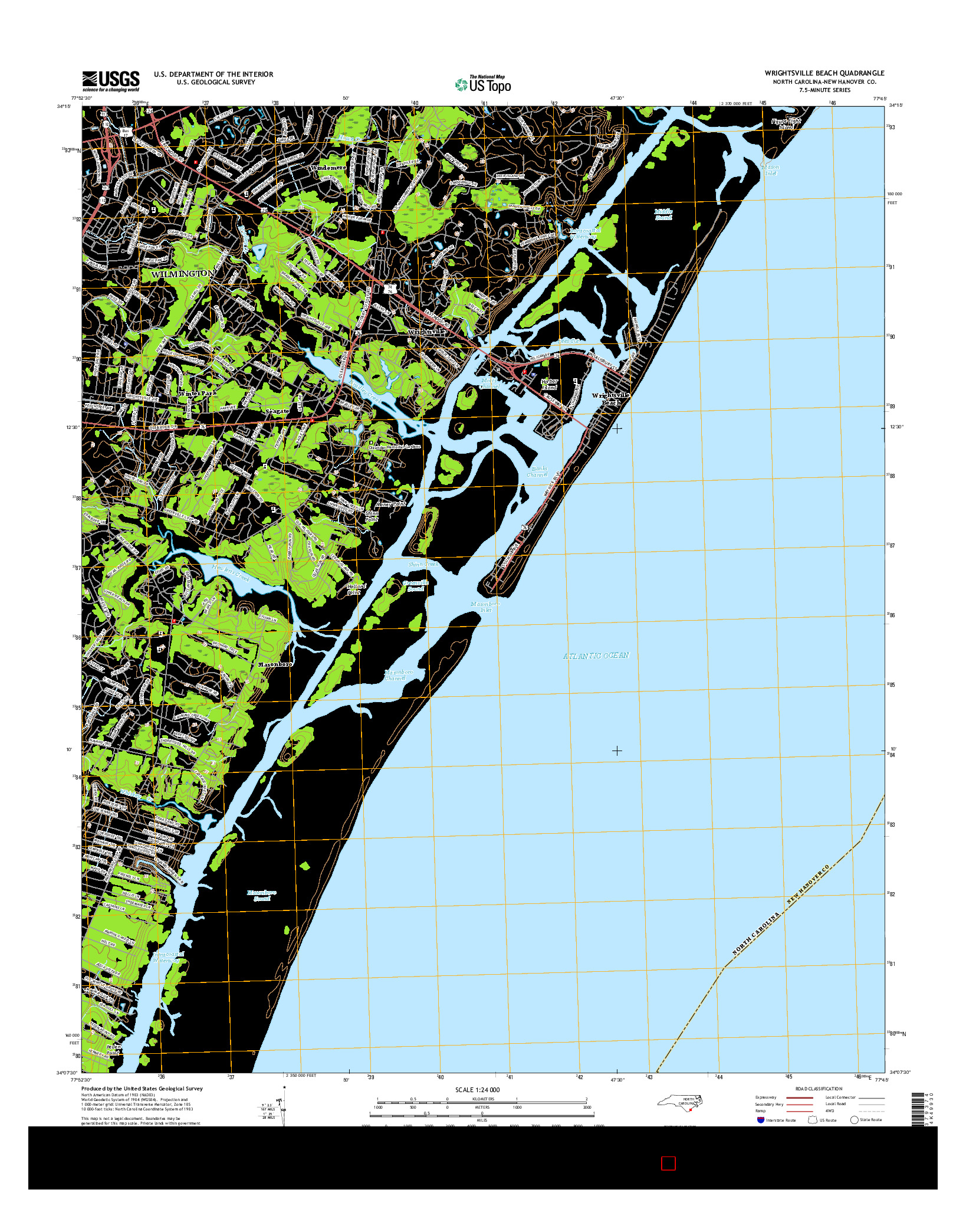 USGS US TOPO 7.5-MINUTE MAP FOR WRIGHTSVILLE BEACH, NC 2016