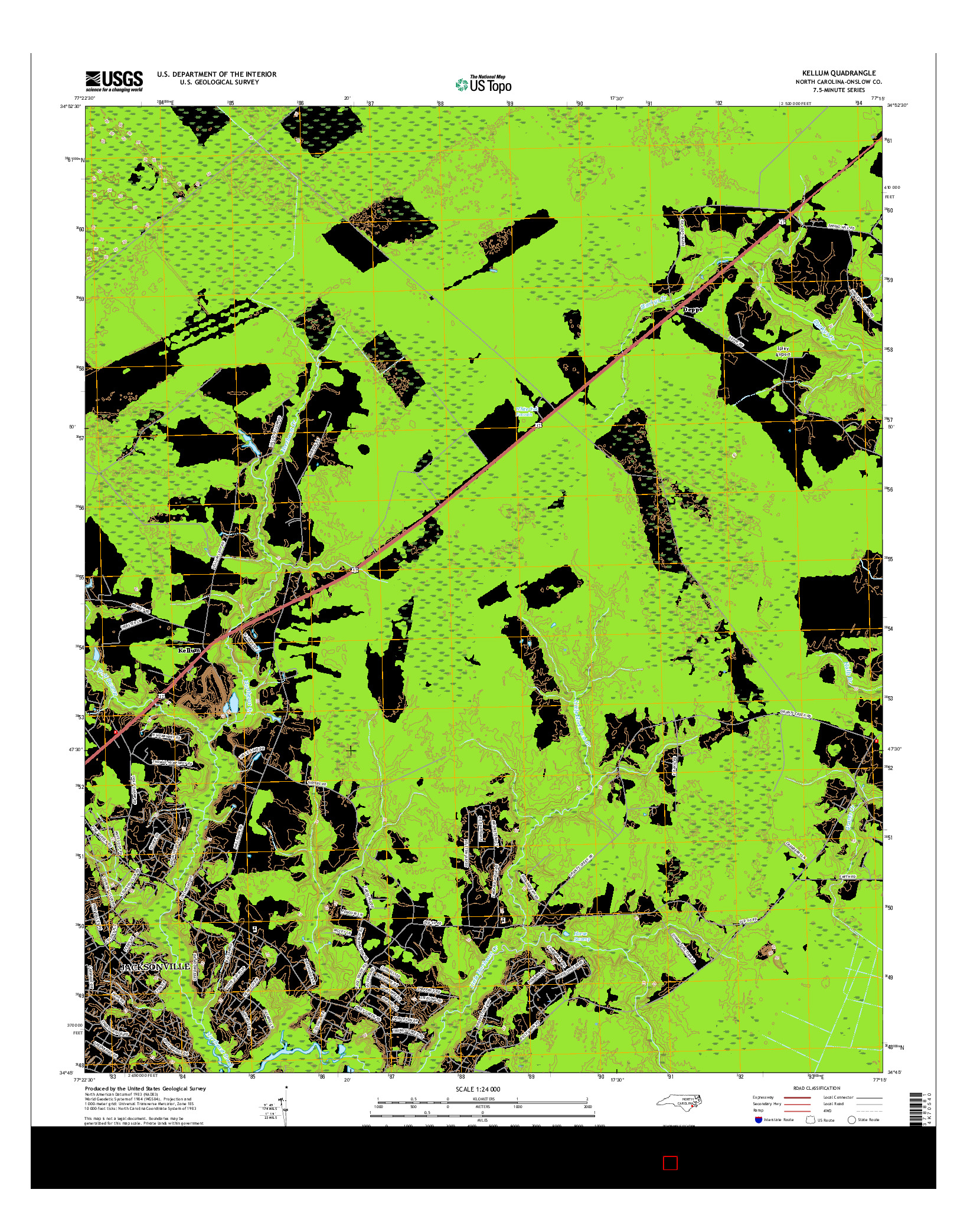 USGS US TOPO 7.5-MINUTE MAP FOR KELLUM, NC 2016