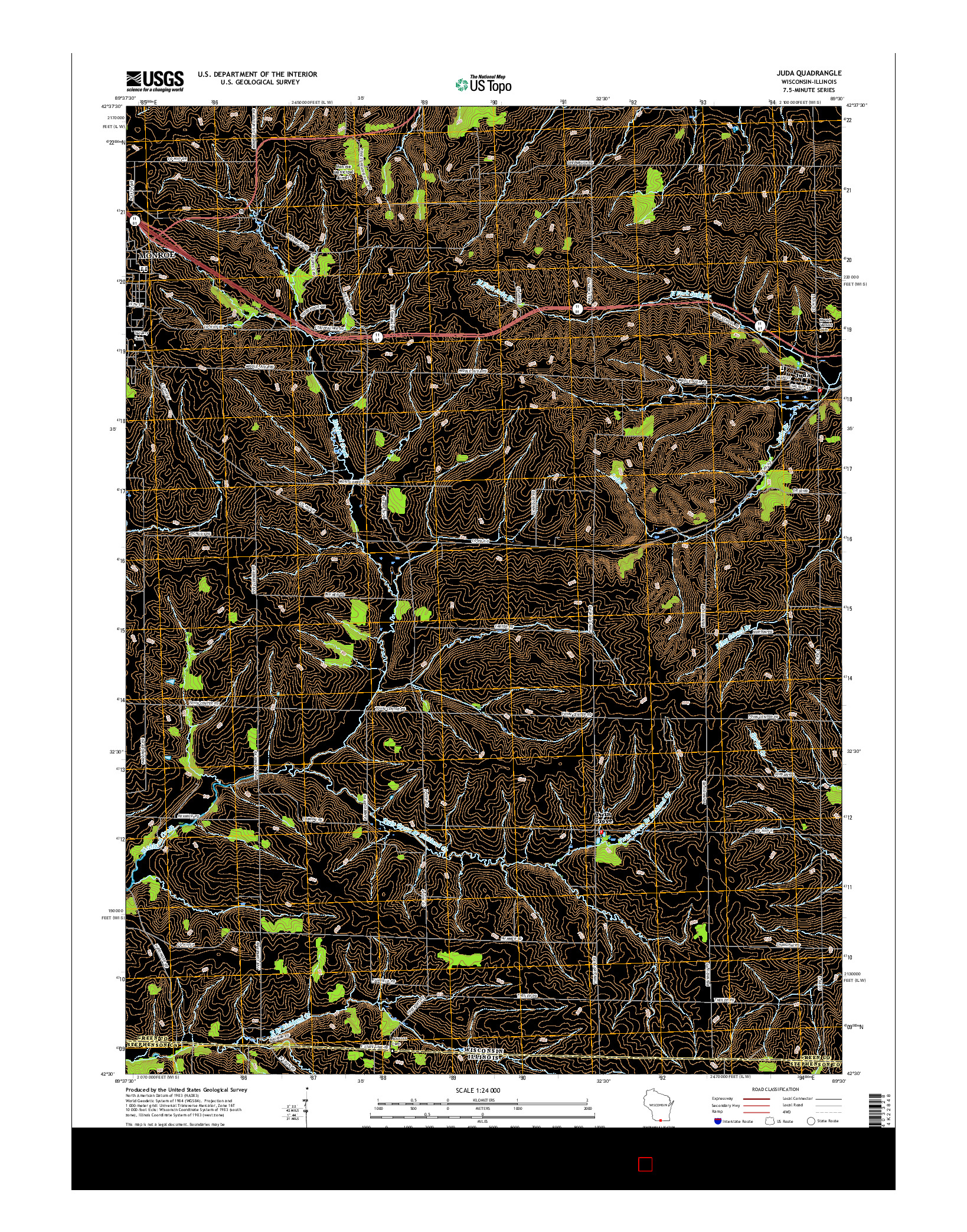 USGS US TOPO 7.5-MINUTE MAP FOR JUDA, WI-IL 2016