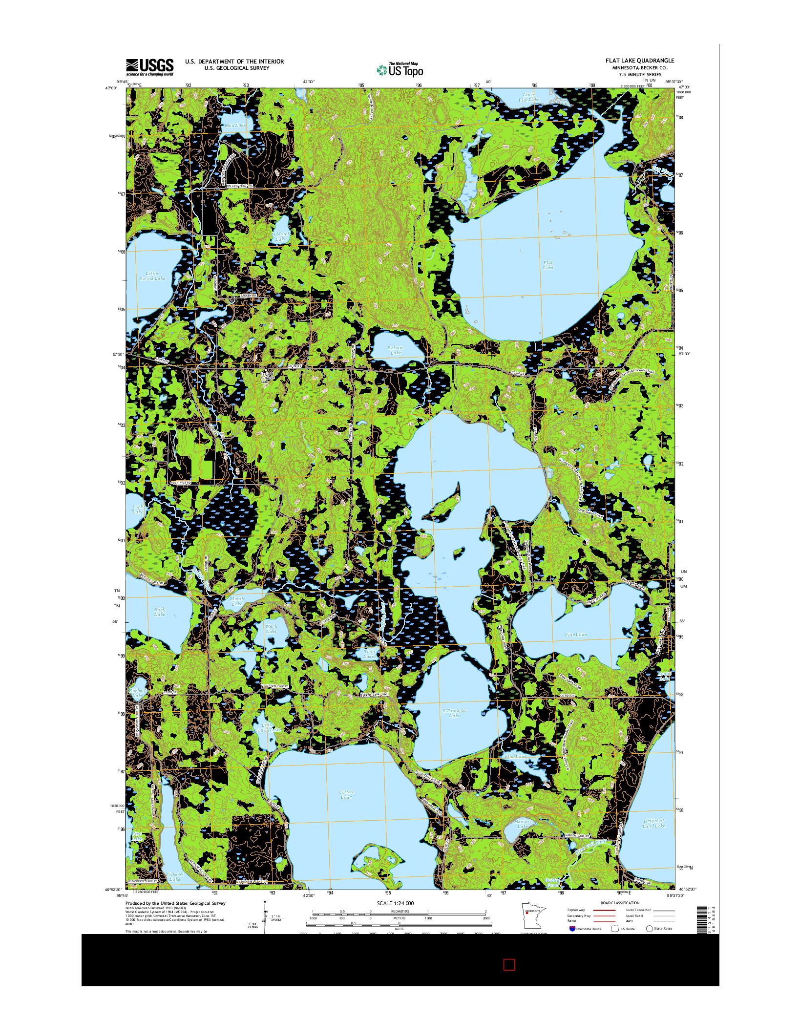 USGS US TOPO 7.5-MINUTE MAP FOR FLAT LAKE, MN 2016