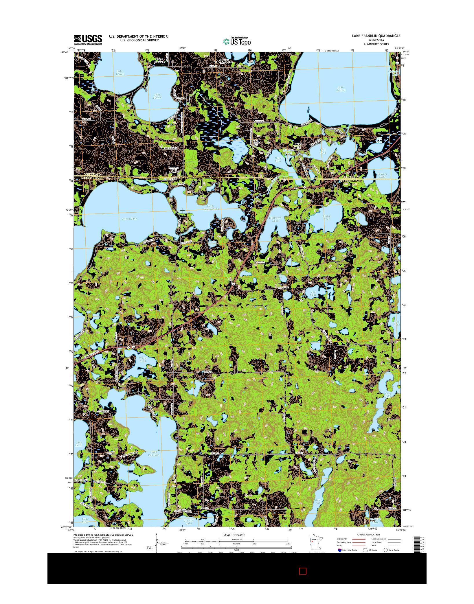 USGS US TOPO 7.5-MINUTE MAP FOR LAKE FRANKLIN, MN 2016