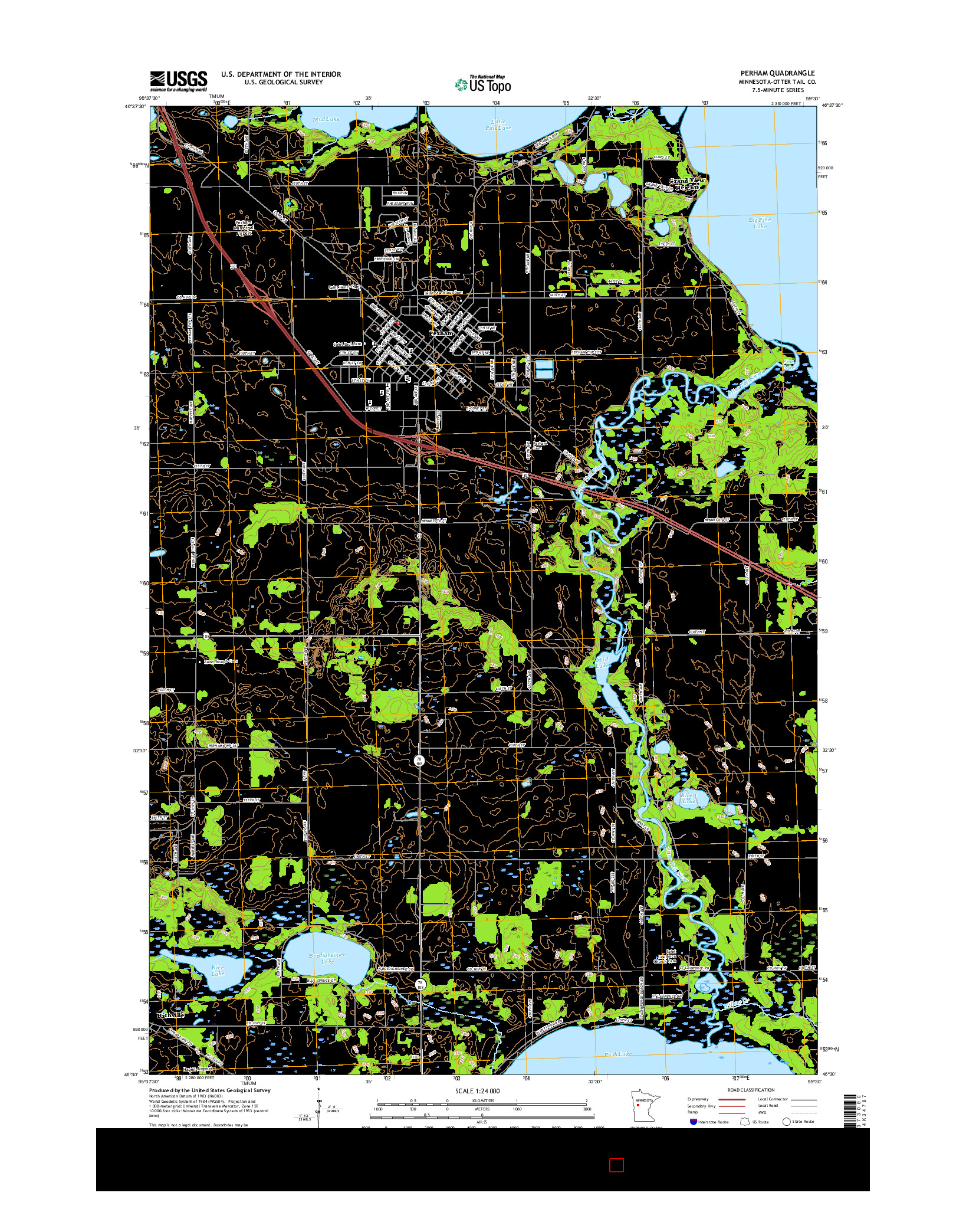USGS US TOPO 7.5-MINUTE MAP FOR PERHAM, MN 2016