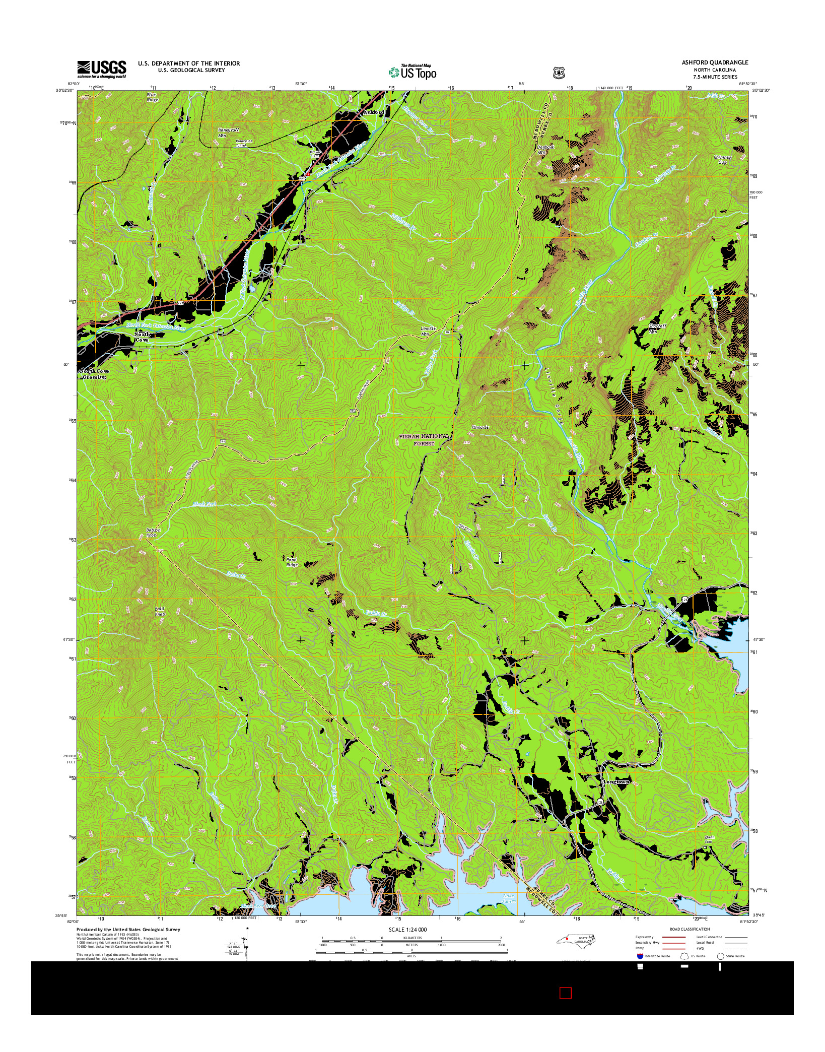 USGS US TOPO 7.5-MINUTE MAP FOR ASHFORD, NC 2016