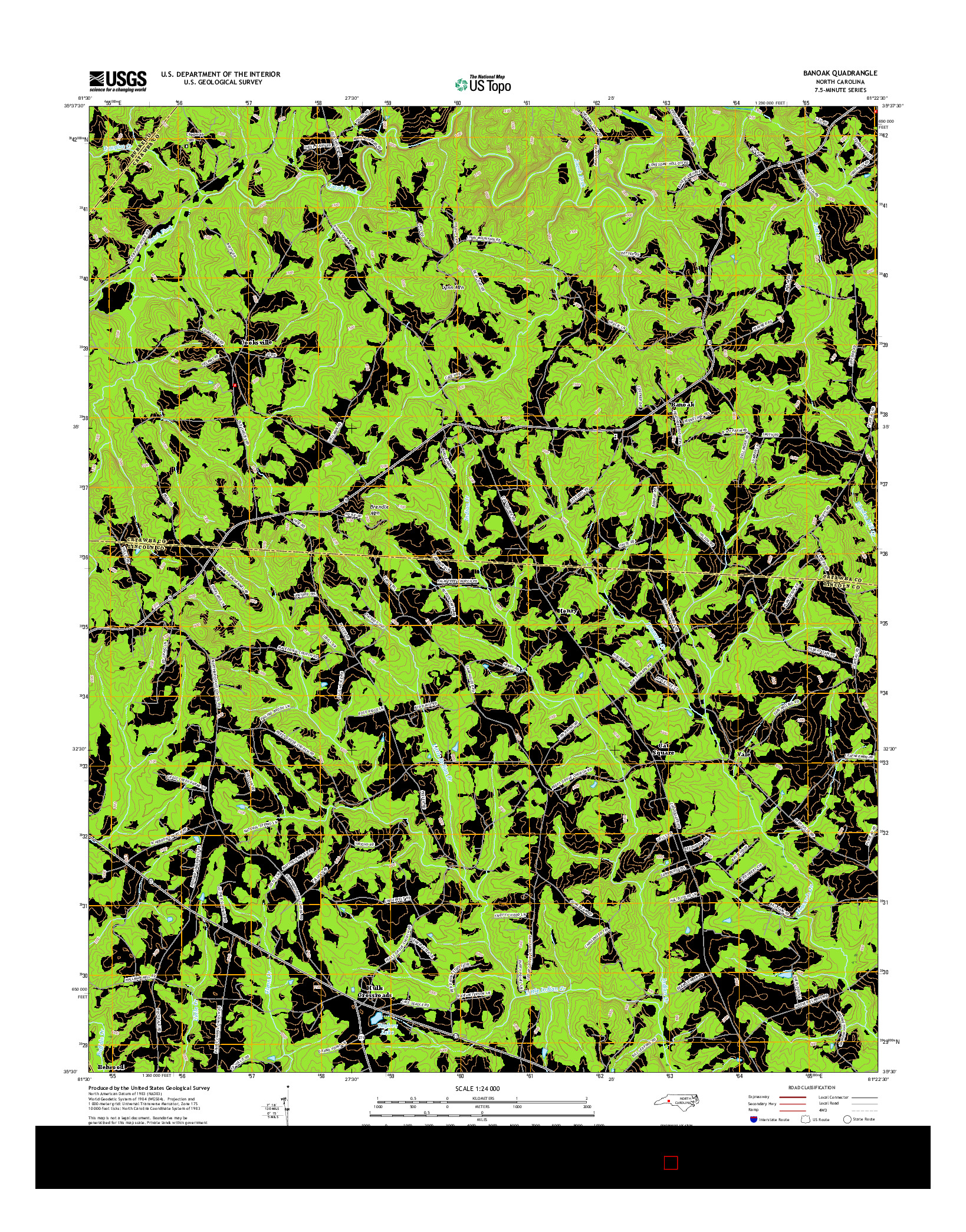 USGS US TOPO 7.5-MINUTE MAP FOR BANOAK, NC 2016