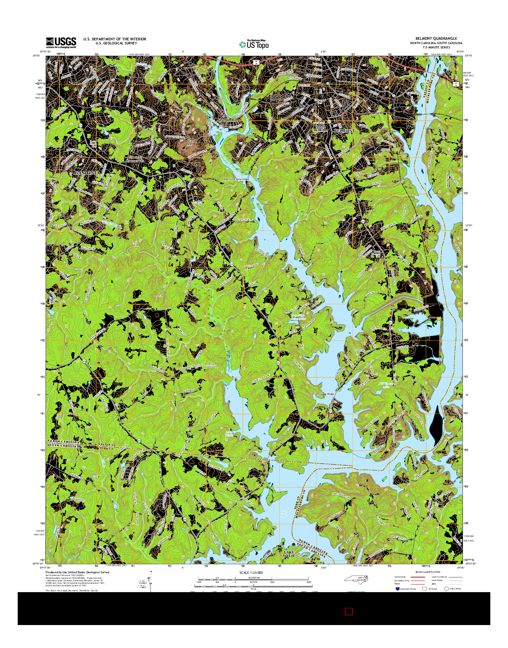 USGS US TOPO 7.5-MINUTE MAP FOR BELMONT, NC-SC 2016