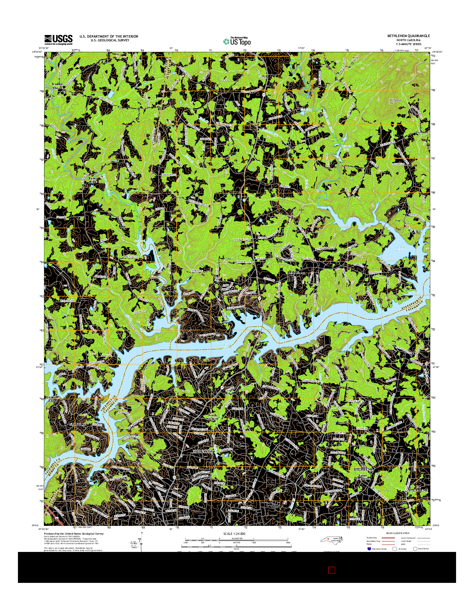 USGS US TOPO 7.5-MINUTE MAP FOR BETHLEHEM, NC 2016