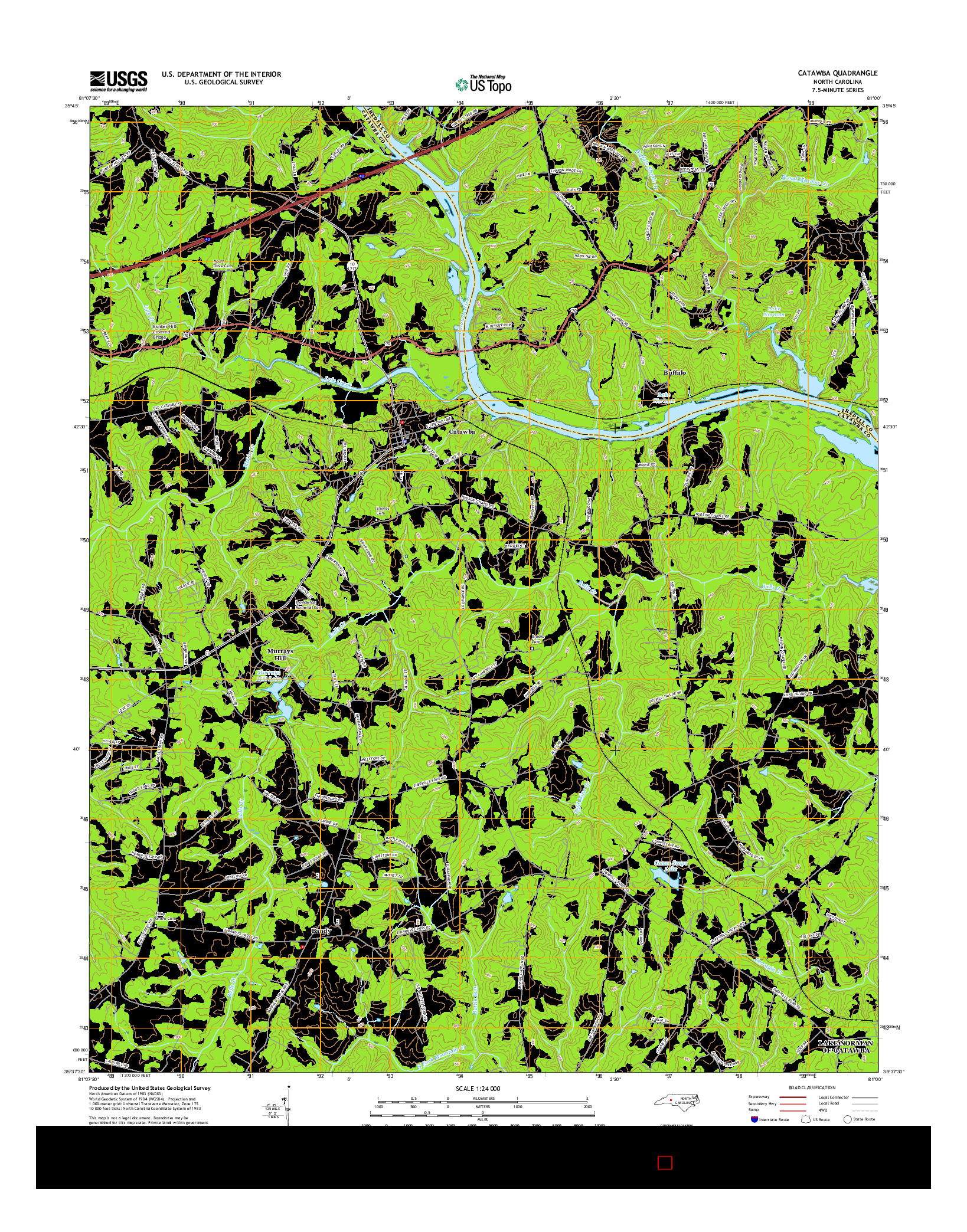 USGS US TOPO 7.5-MINUTE MAP FOR CATAWBA, NC 2016