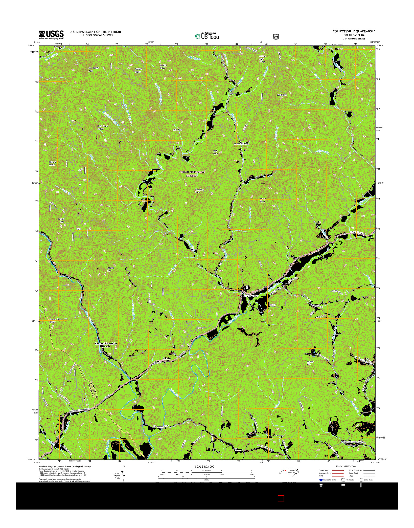 USGS US TOPO 7.5-MINUTE MAP FOR COLLETTSVILLE, NC 2016