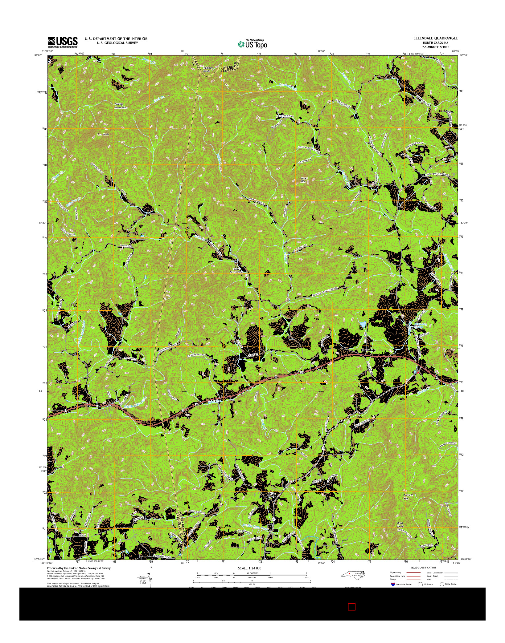 USGS US TOPO 7.5-MINUTE MAP FOR ELLENDALE, NC 2016
