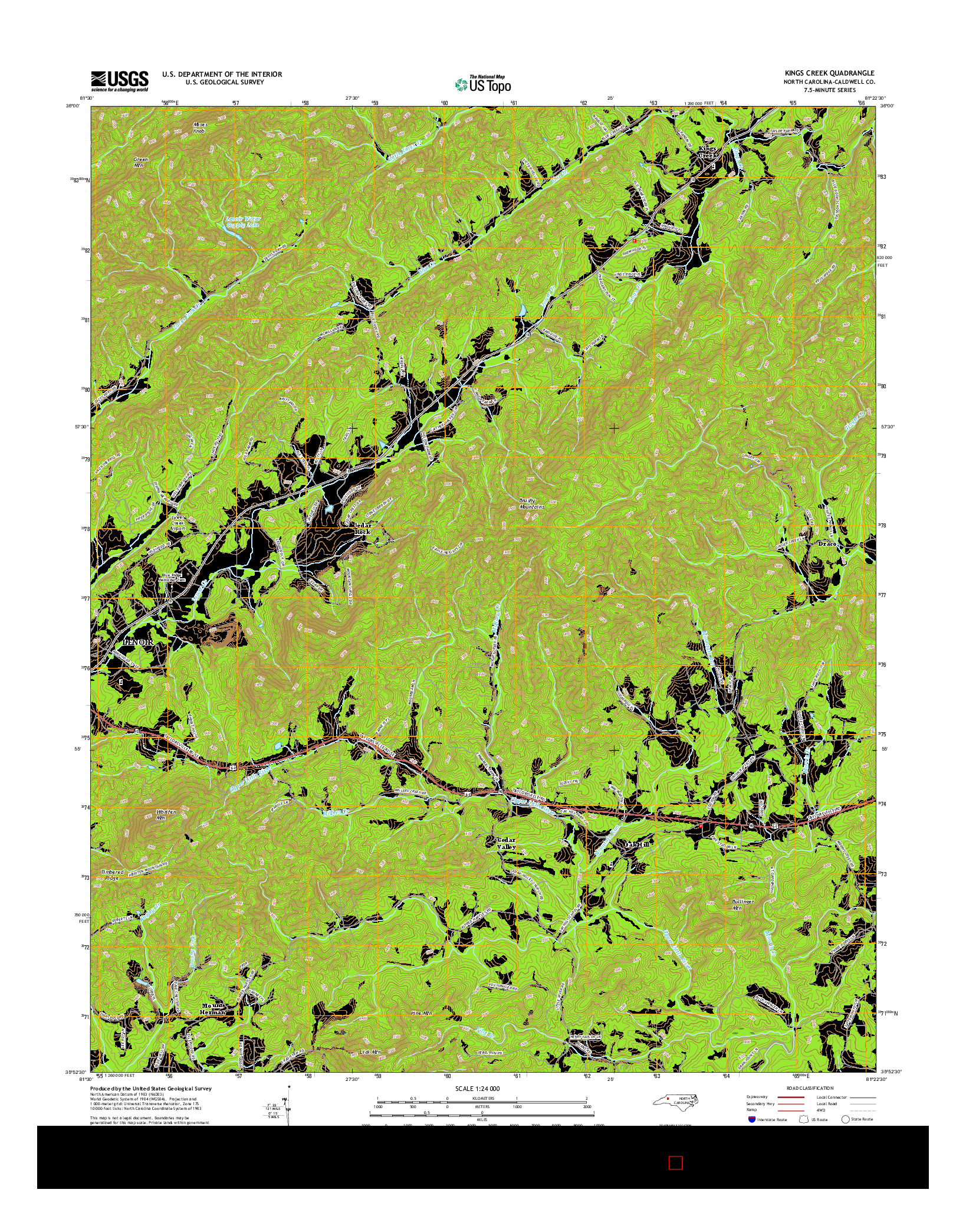 USGS US TOPO 7.5-MINUTE MAP FOR KINGS CREEK, NC 2016