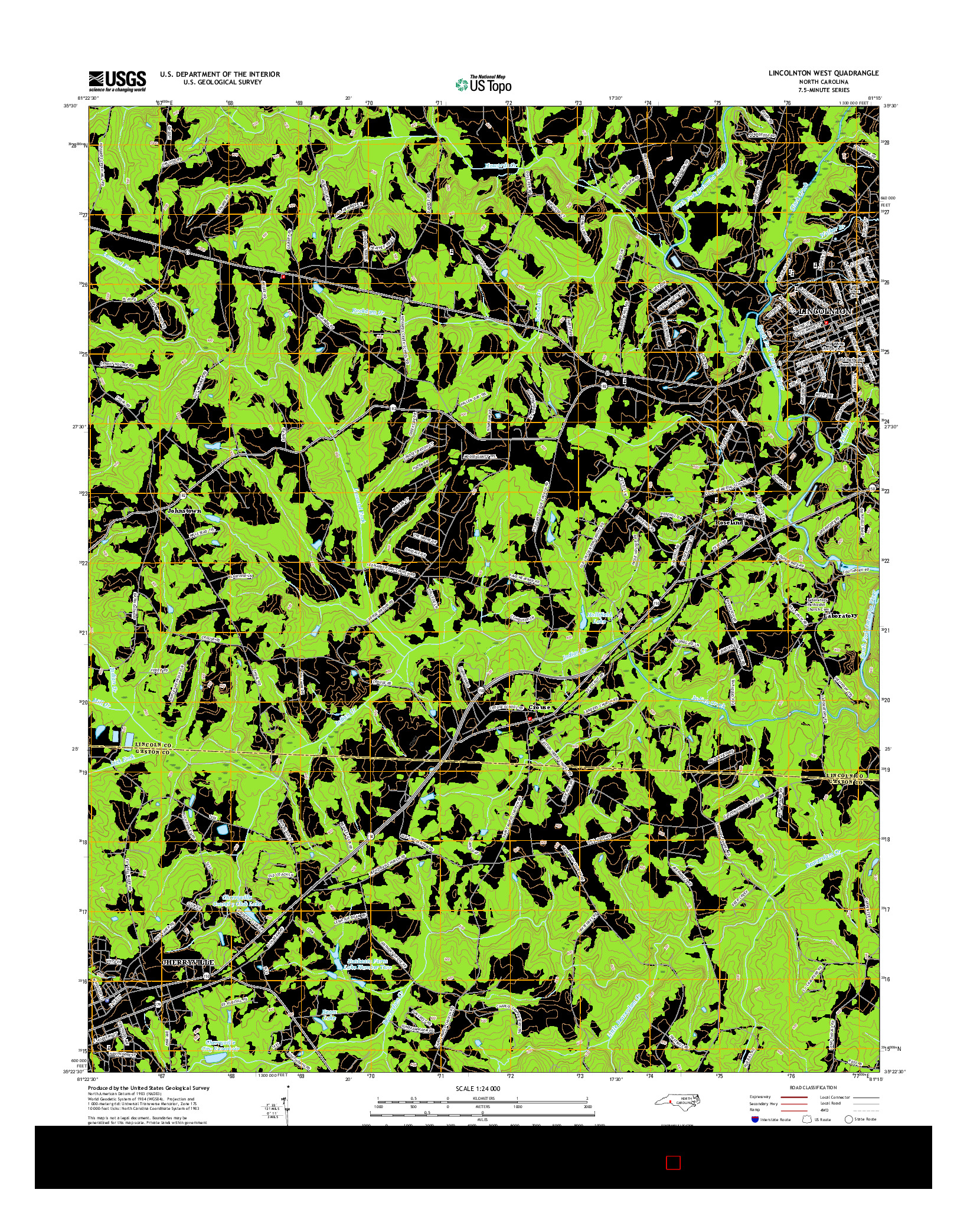 USGS US TOPO 7.5-MINUTE MAP FOR LINCOLNTON WEST, NC 2016