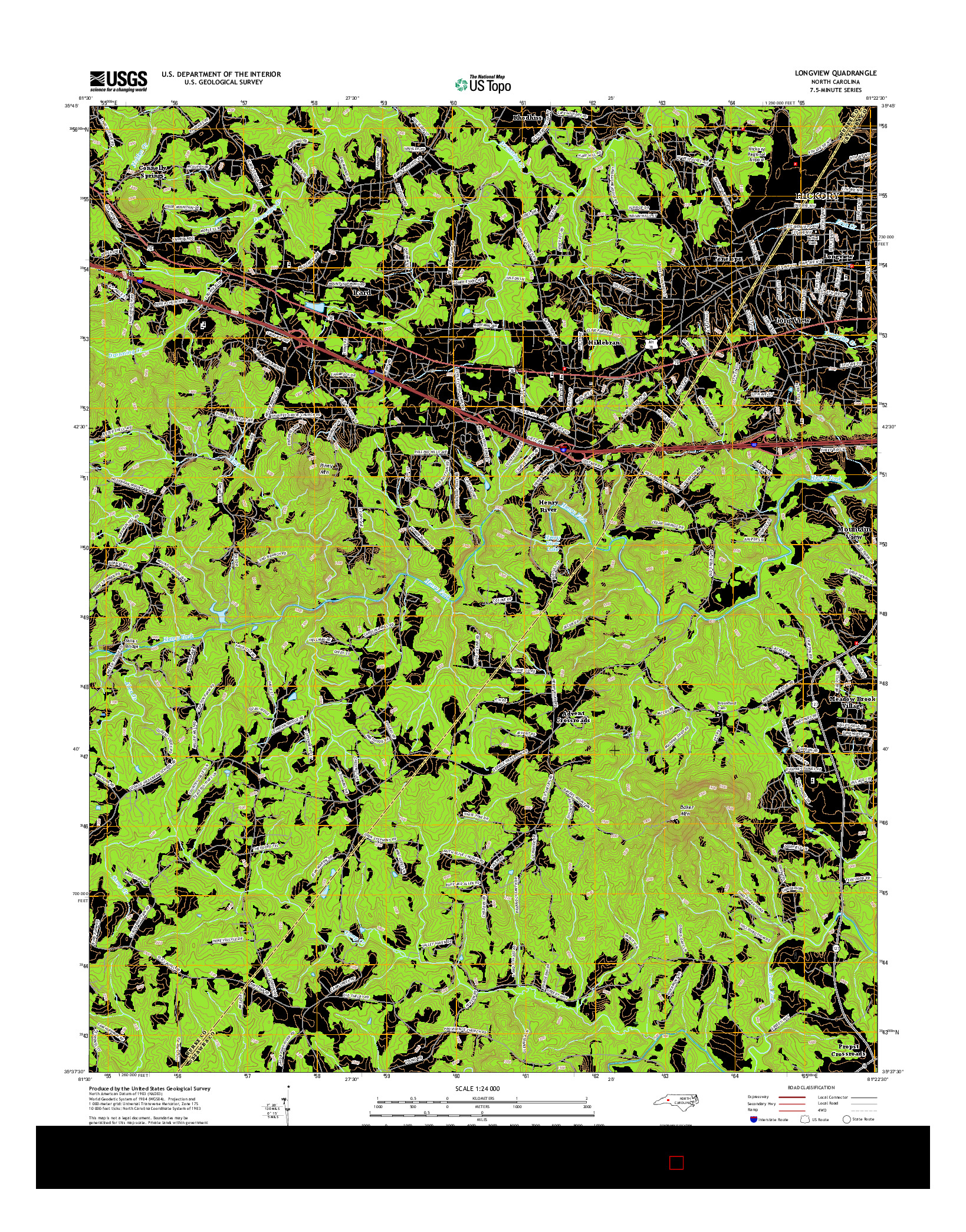 USGS US TOPO 7.5-MINUTE MAP FOR LONGVIEW, NC 2016