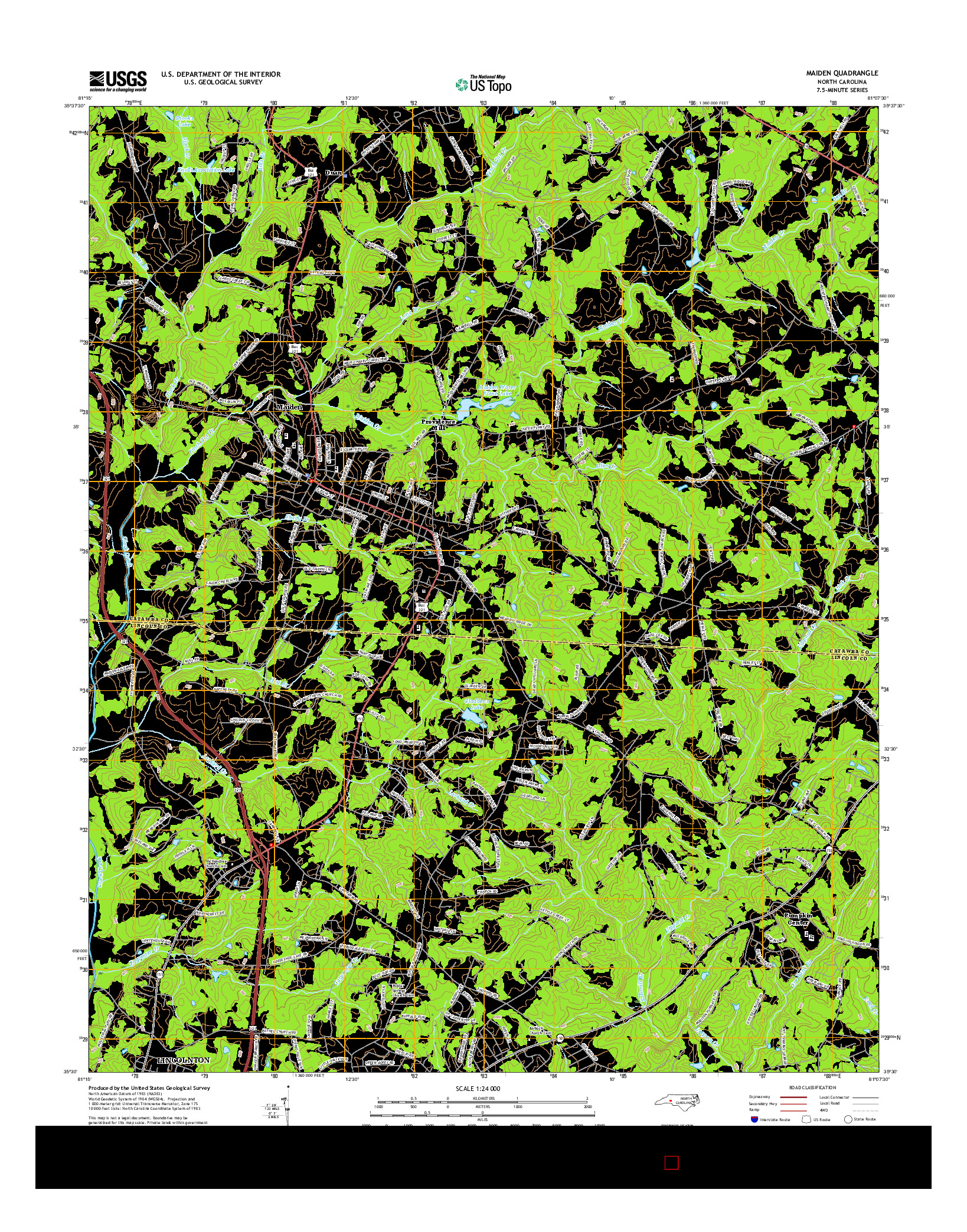 USGS US TOPO 7.5-MINUTE MAP FOR MAIDEN, NC 2016