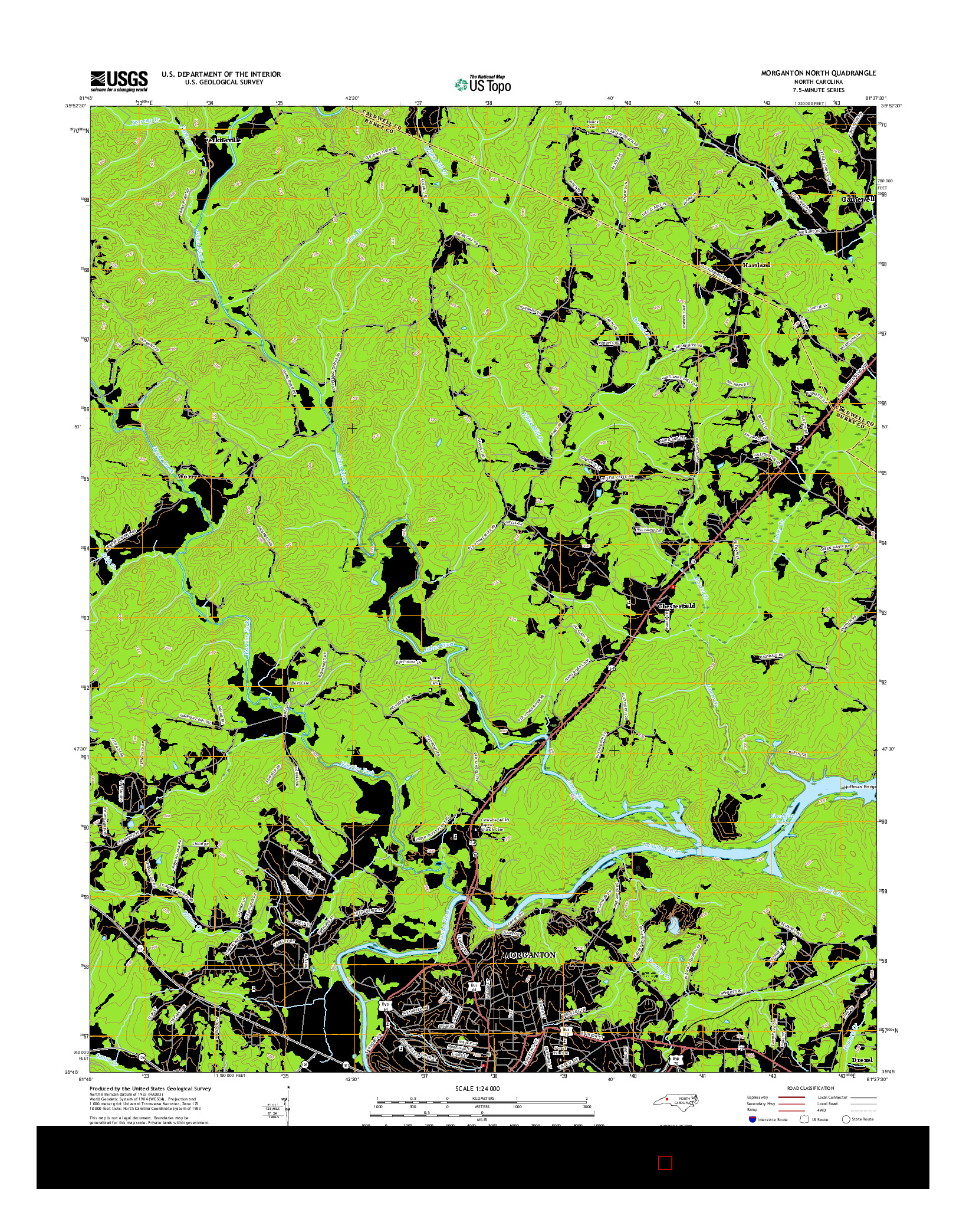 USGS US TOPO 7.5-MINUTE MAP FOR MORGANTON NORTH, NC 2016