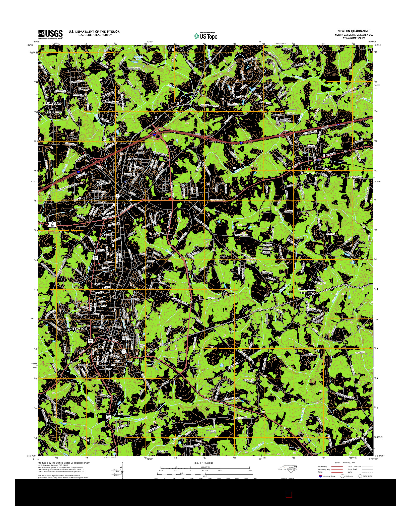 USGS US TOPO 7.5-MINUTE MAP FOR NEWTON, NC 2016