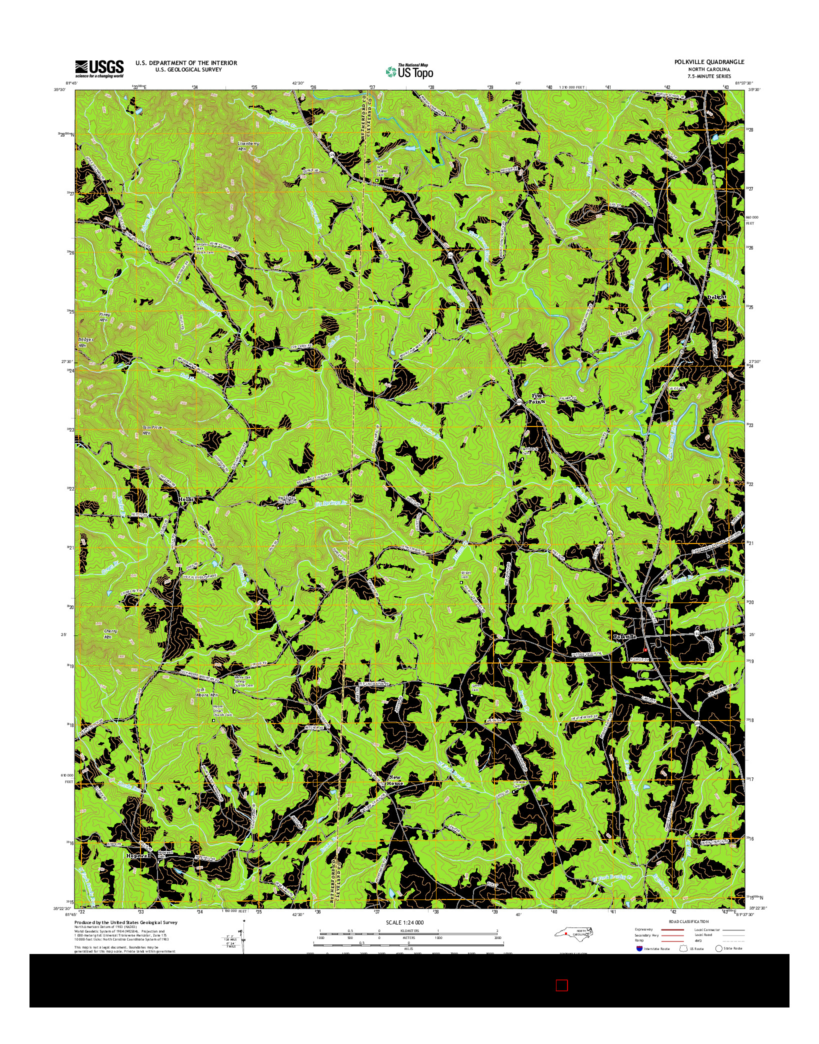 USGS US TOPO 7.5-MINUTE MAP FOR POLKVILLE, NC 2016