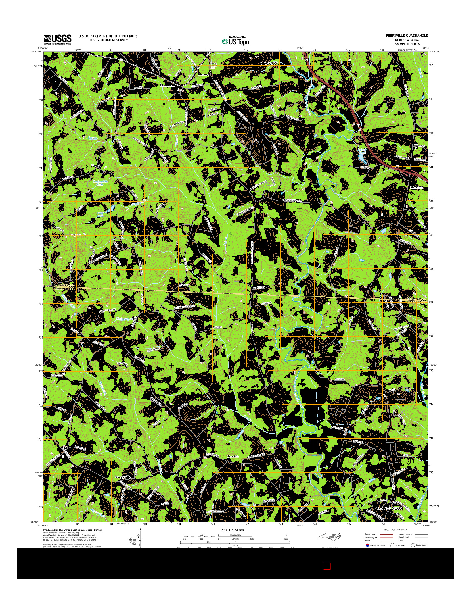 USGS US TOPO 7.5-MINUTE MAP FOR REEPSVILLE, NC 2016