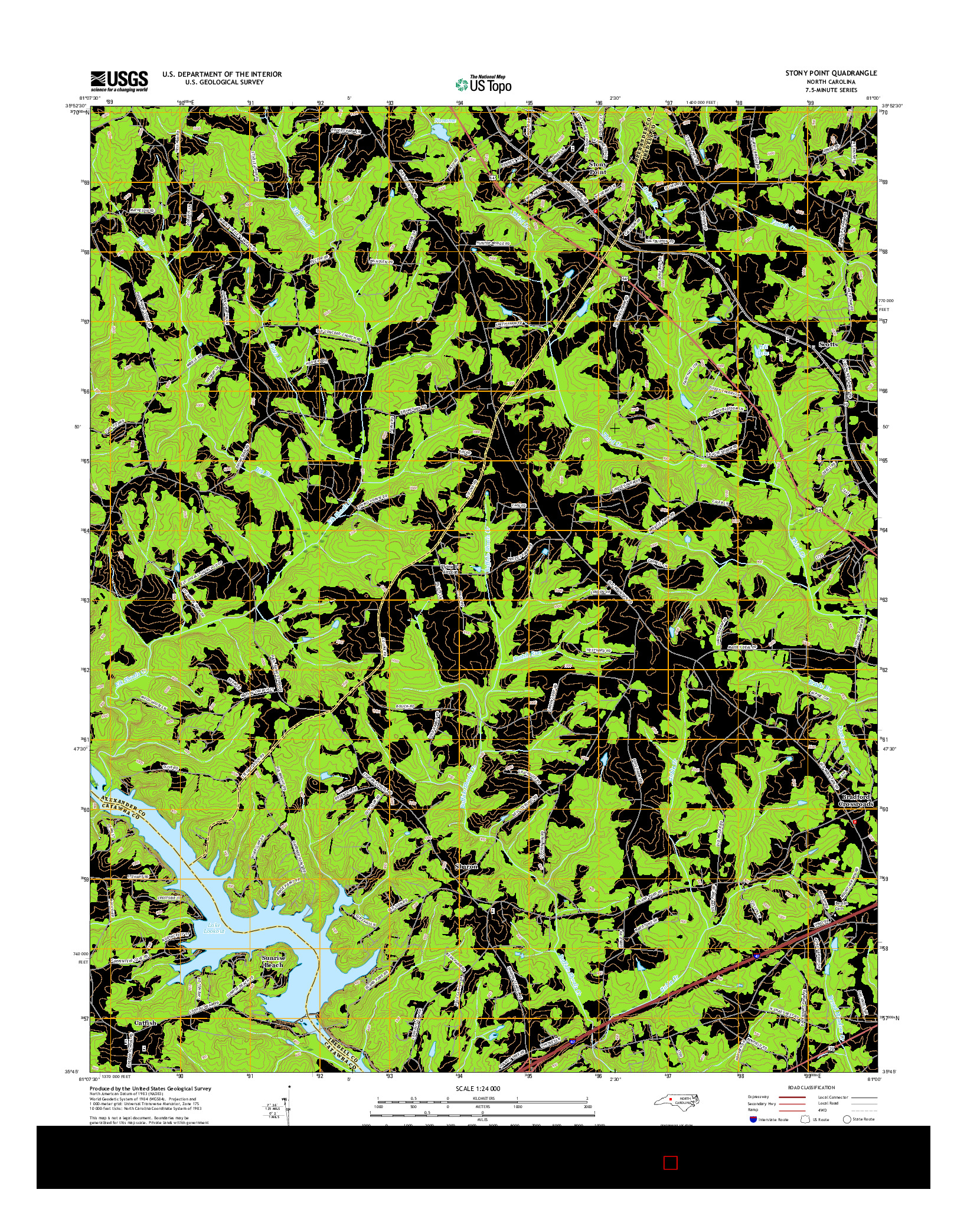 USGS US TOPO 7.5-MINUTE MAP FOR STONY POINT, NC 2016