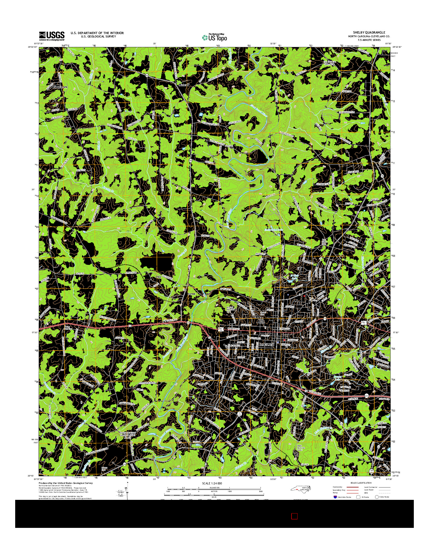 USGS US TOPO 7.5-MINUTE MAP FOR SHELBY, NC 2016