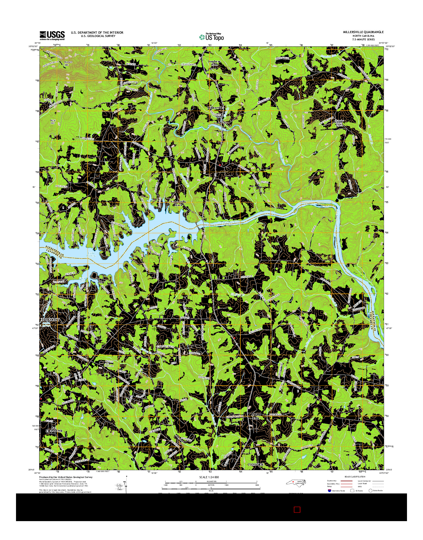 USGS US TOPO 7.5-MINUTE MAP FOR MILLERSVILLE, NC 2016