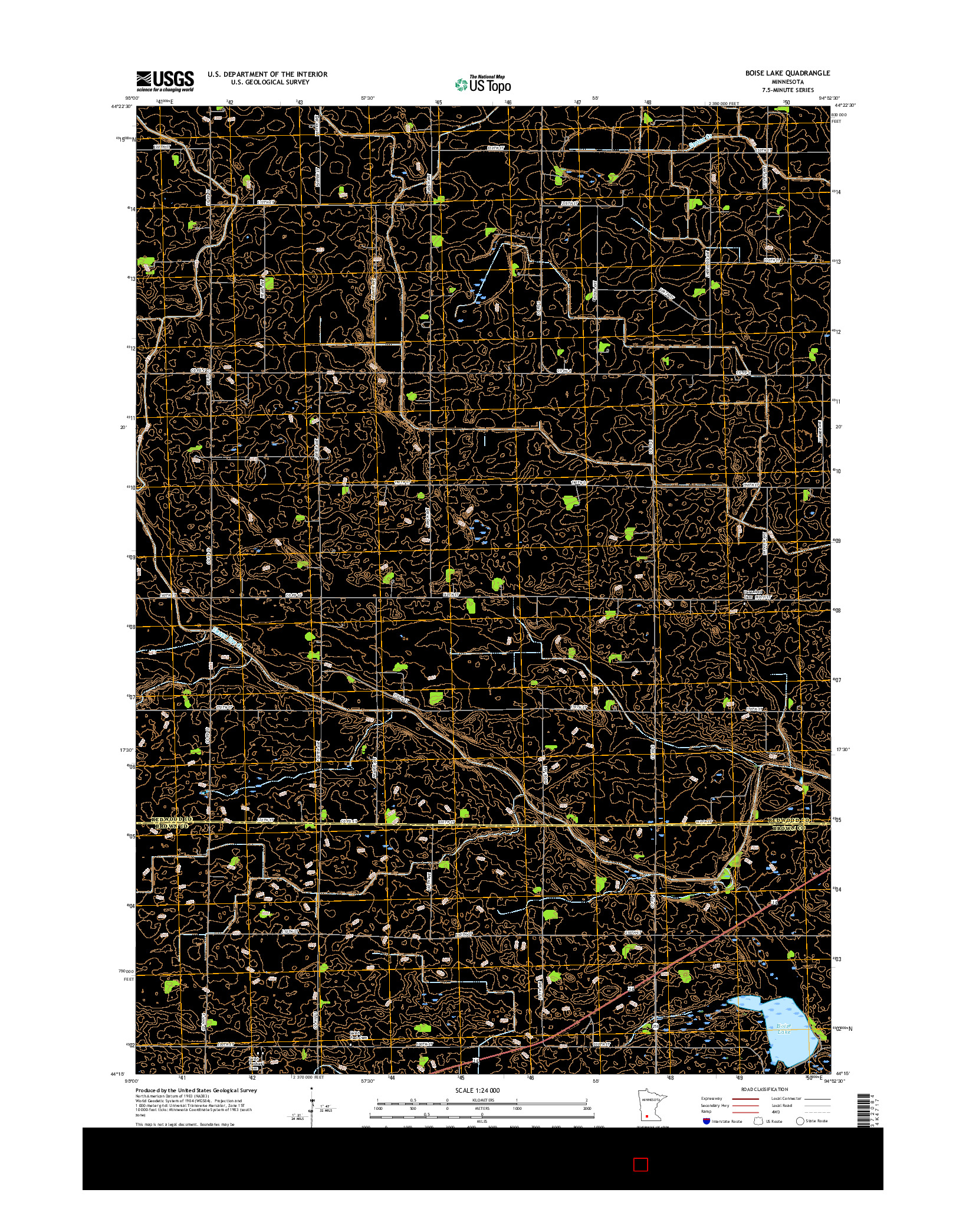 USGS US TOPO 7.5-MINUTE MAP FOR BOISE LAKE, MN 2016