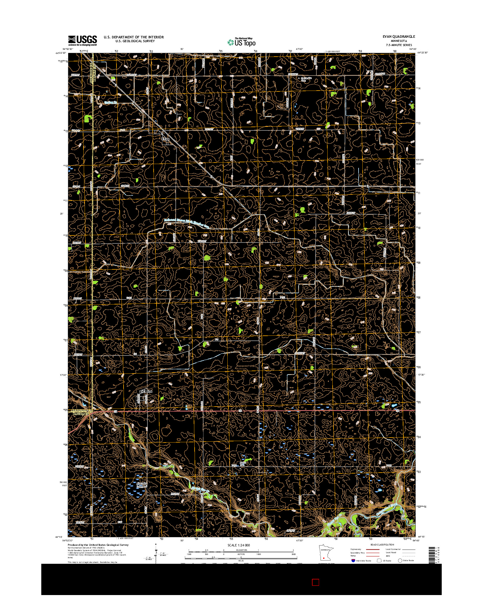 USGS US TOPO 7.5-MINUTE MAP FOR EVAN, MN 2016