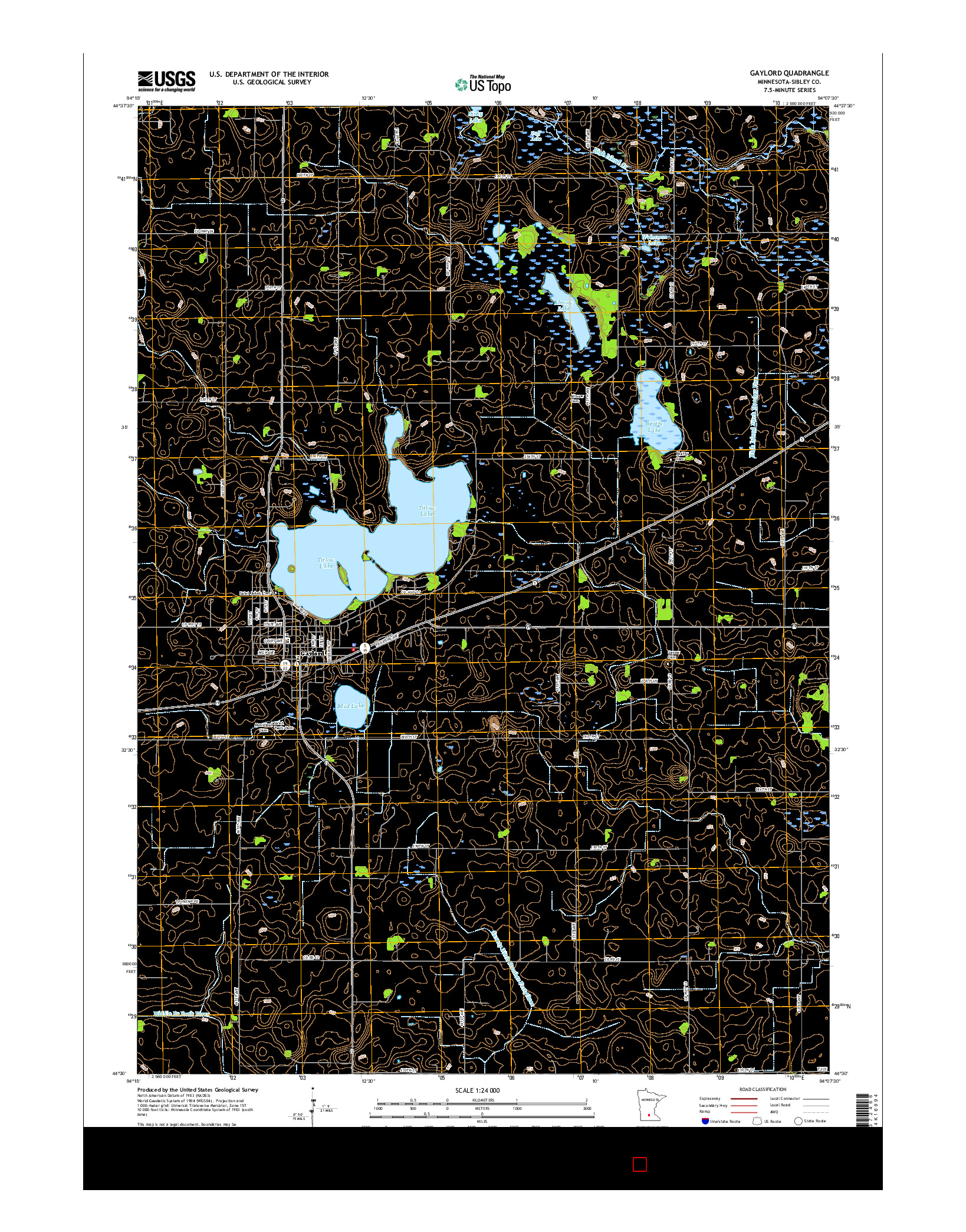 USGS US TOPO 7.5-MINUTE MAP FOR GAYLORD, MN 2016