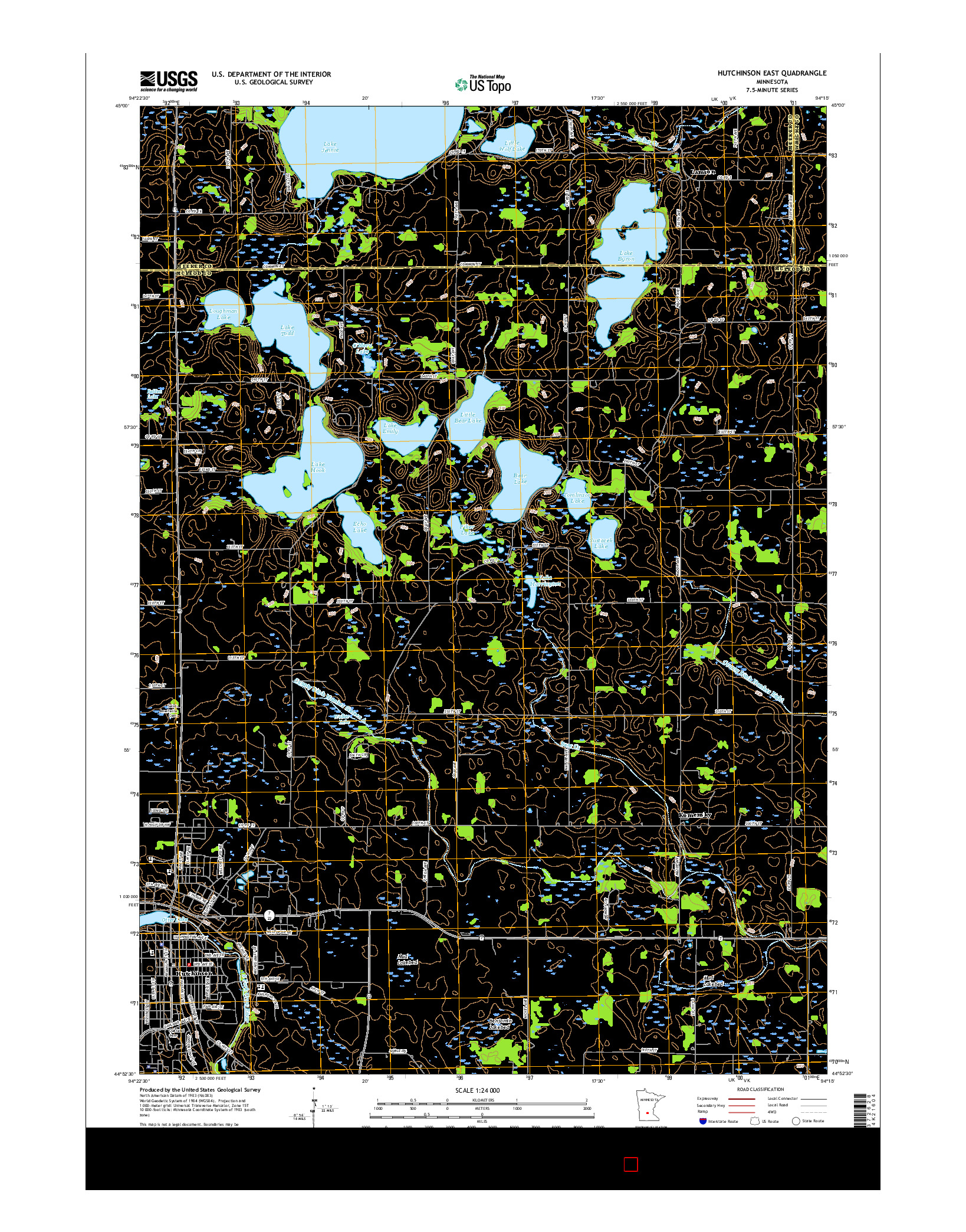 USGS US TOPO 7.5-MINUTE MAP FOR HUTCHINSON EAST, MN 2016