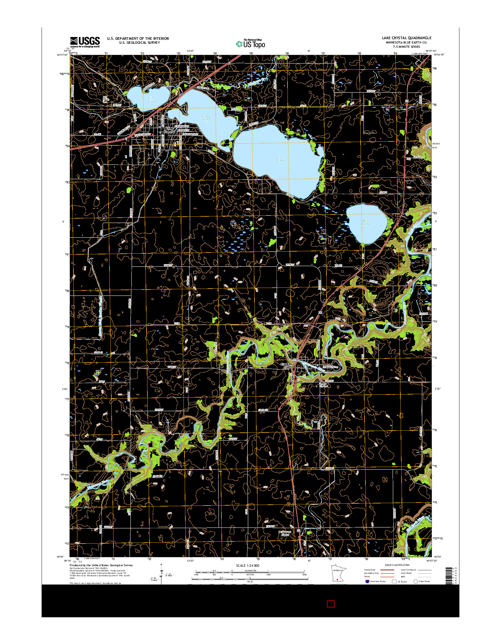 USGS US TOPO 7.5-MINUTE MAP FOR LAKE CRYSTAL, MN 2016