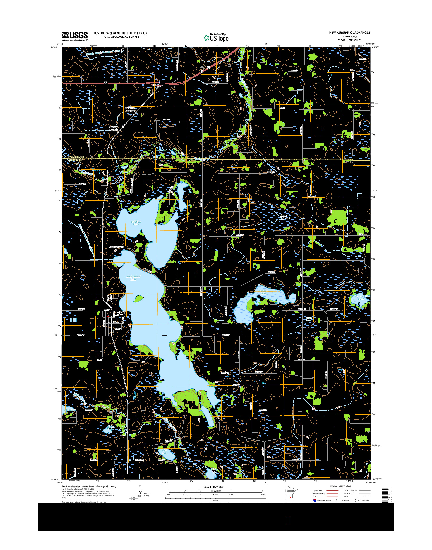 USGS US TOPO 7.5-MINUTE MAP FOR NEW AUBURN, MN 2016