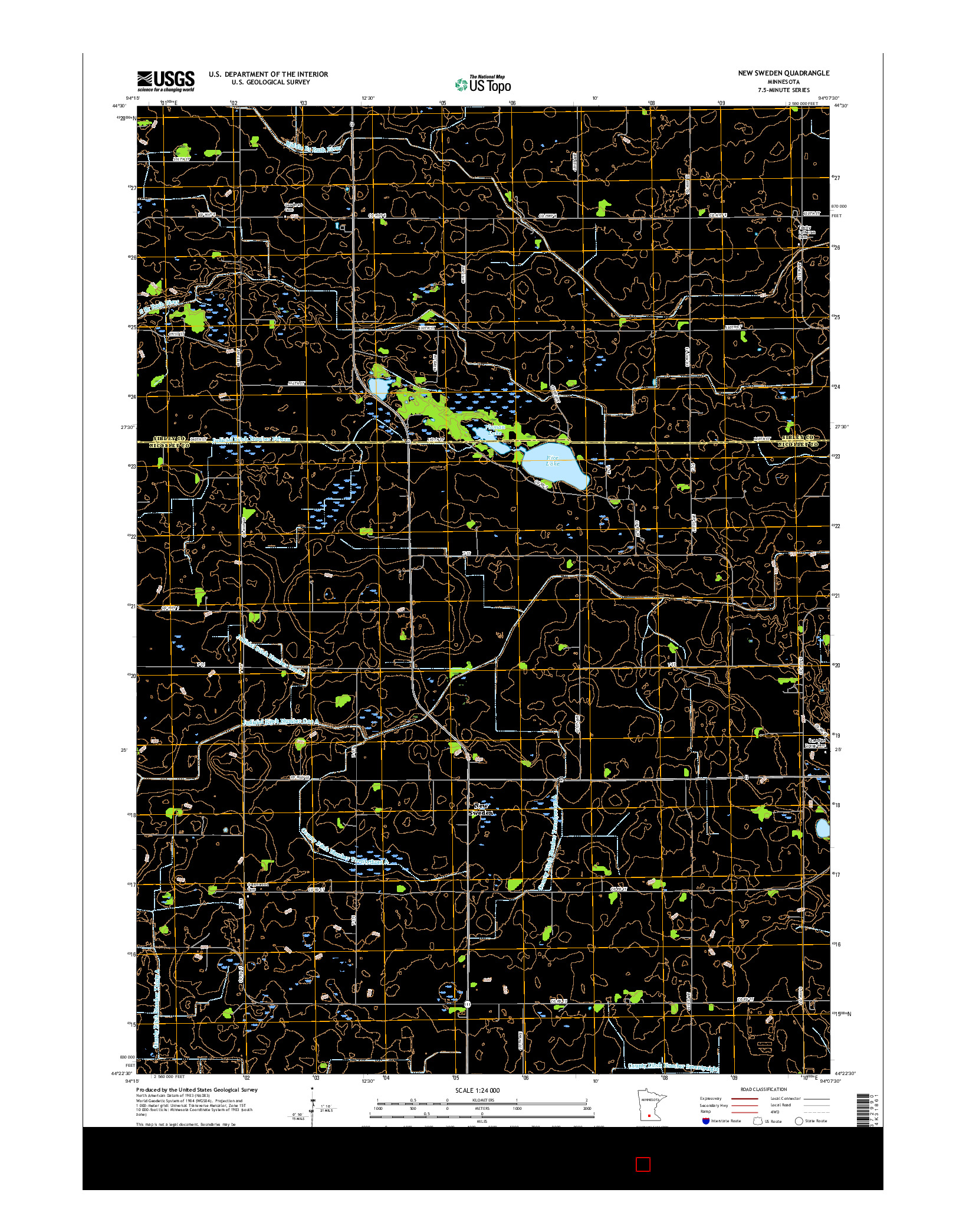USGS US TOPO 7.5-MINUTE MAP FOR NEW SWEDEN, MN 2016