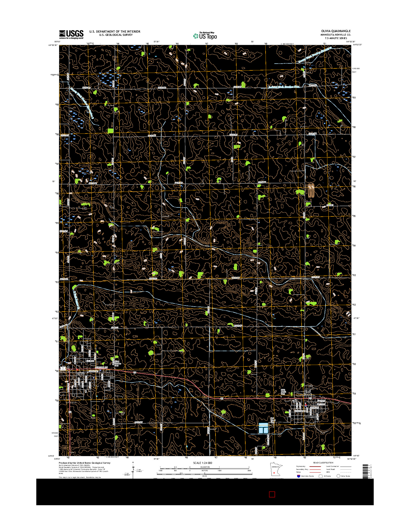 USGS US TOPO 7.5-MINUTE MAP FOR OLIVIA, MN 2016