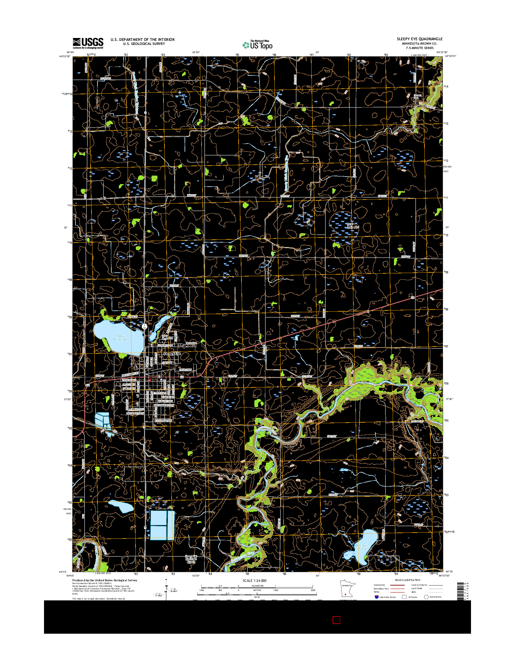 USGS US TOPO 7.5-MINUTE MAP FOR SLEEPY EYE, MN 2016
