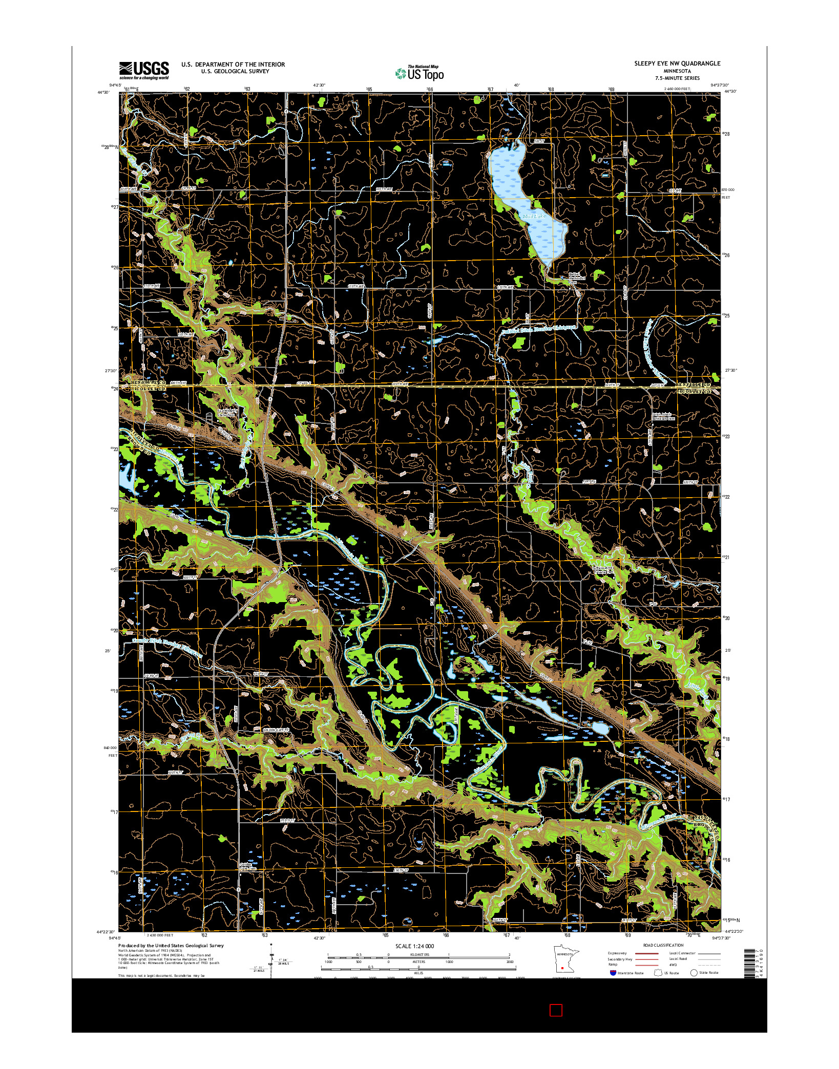 USGS US TOPO 7.5-MINUTE MAP FOR SLEEPY EYE NW, MN 2016
