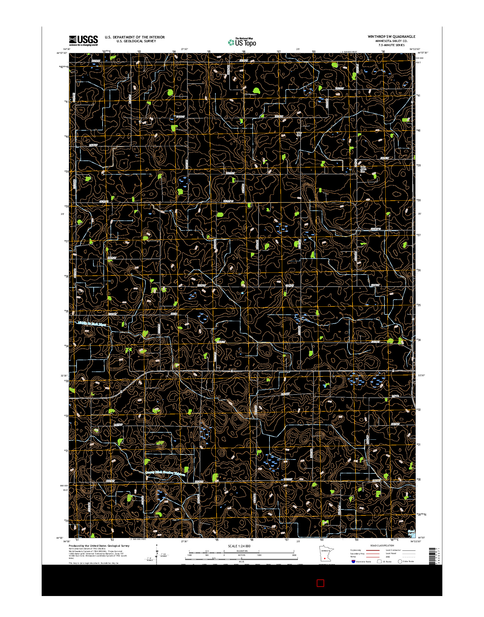 USGS US TOPO 7.5-MINUTE MAP FOR WINTHROP SW, MN 2016