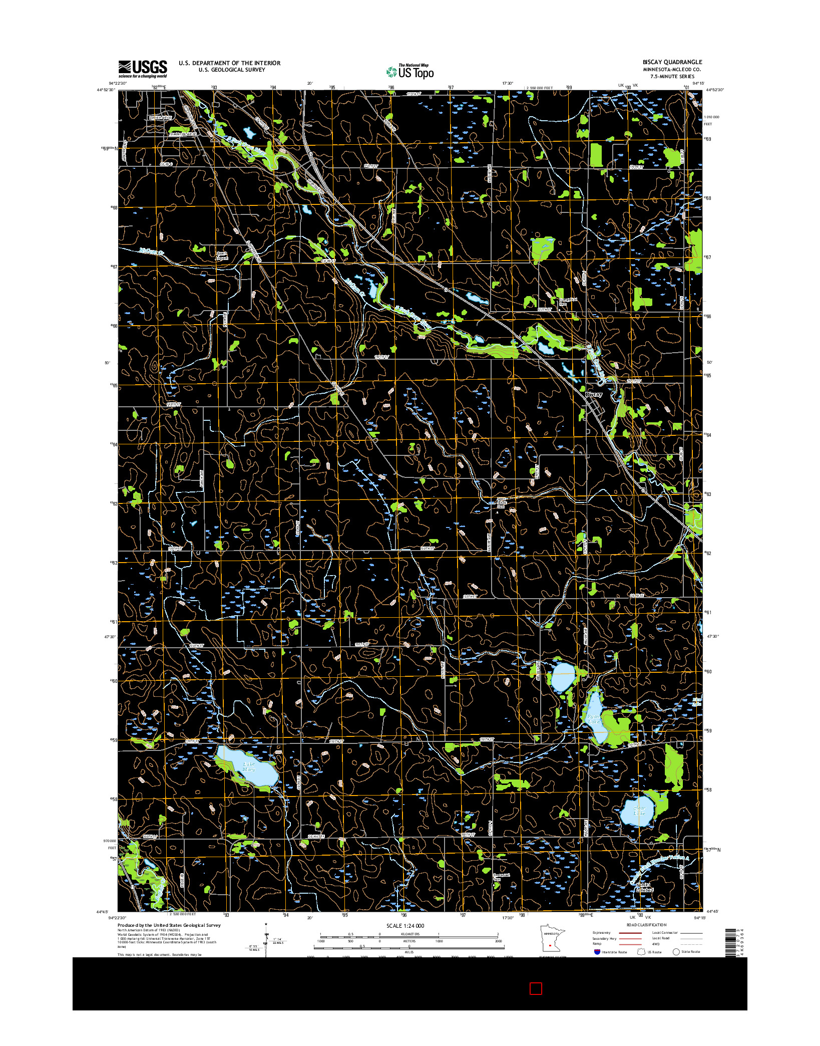 USGS US TOPO 7.5-MINUTE MAP FOR BISCAY, MN 2016